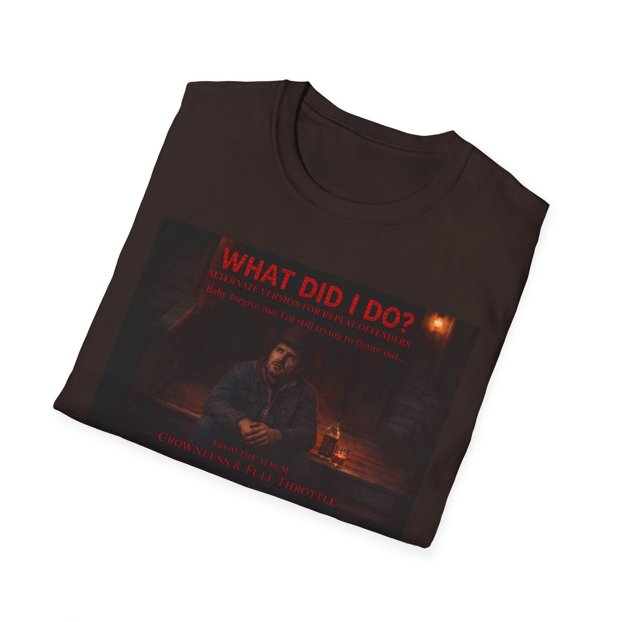 T-Shirt — "What Did I Do?" Dark Vintage Portrait Graphic Tee