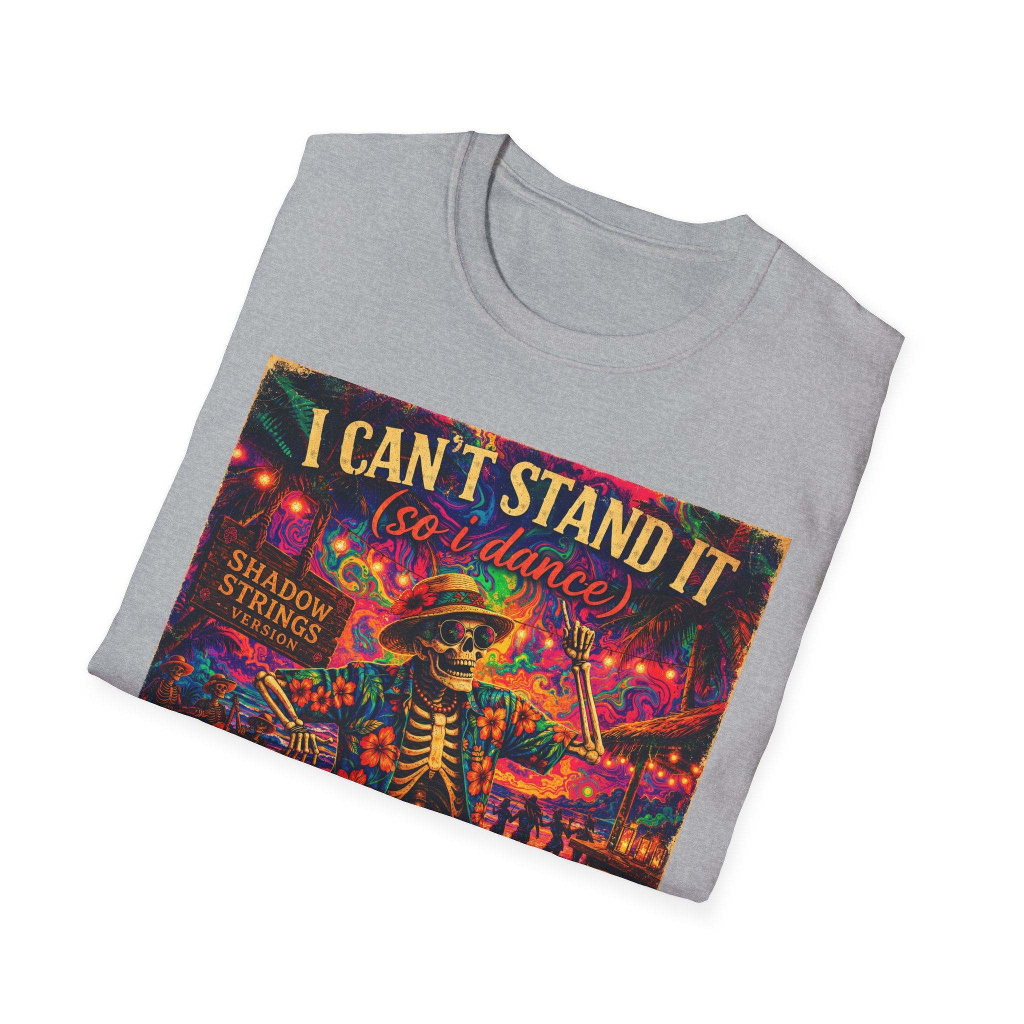 I Can't Stand It So I Dance T-Shirt —   Song Cover Art From The Caribbean Calavera Album  Day of the Dead Skeleton Festival Tee