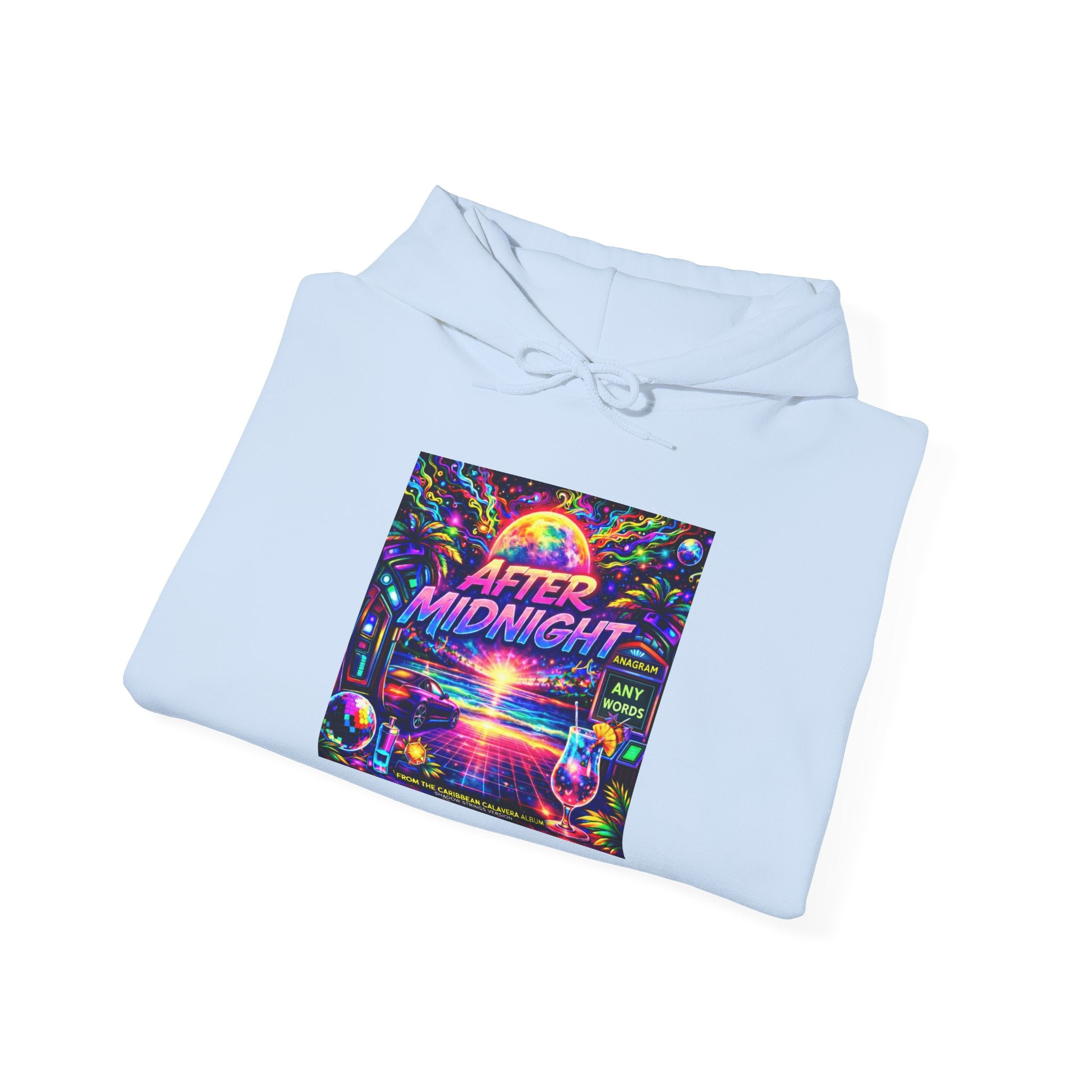After Midnight Hoodie Song Cover Art From The Caribbean Calavera Album — Retro Neon Vaporwave Graphic Pullover