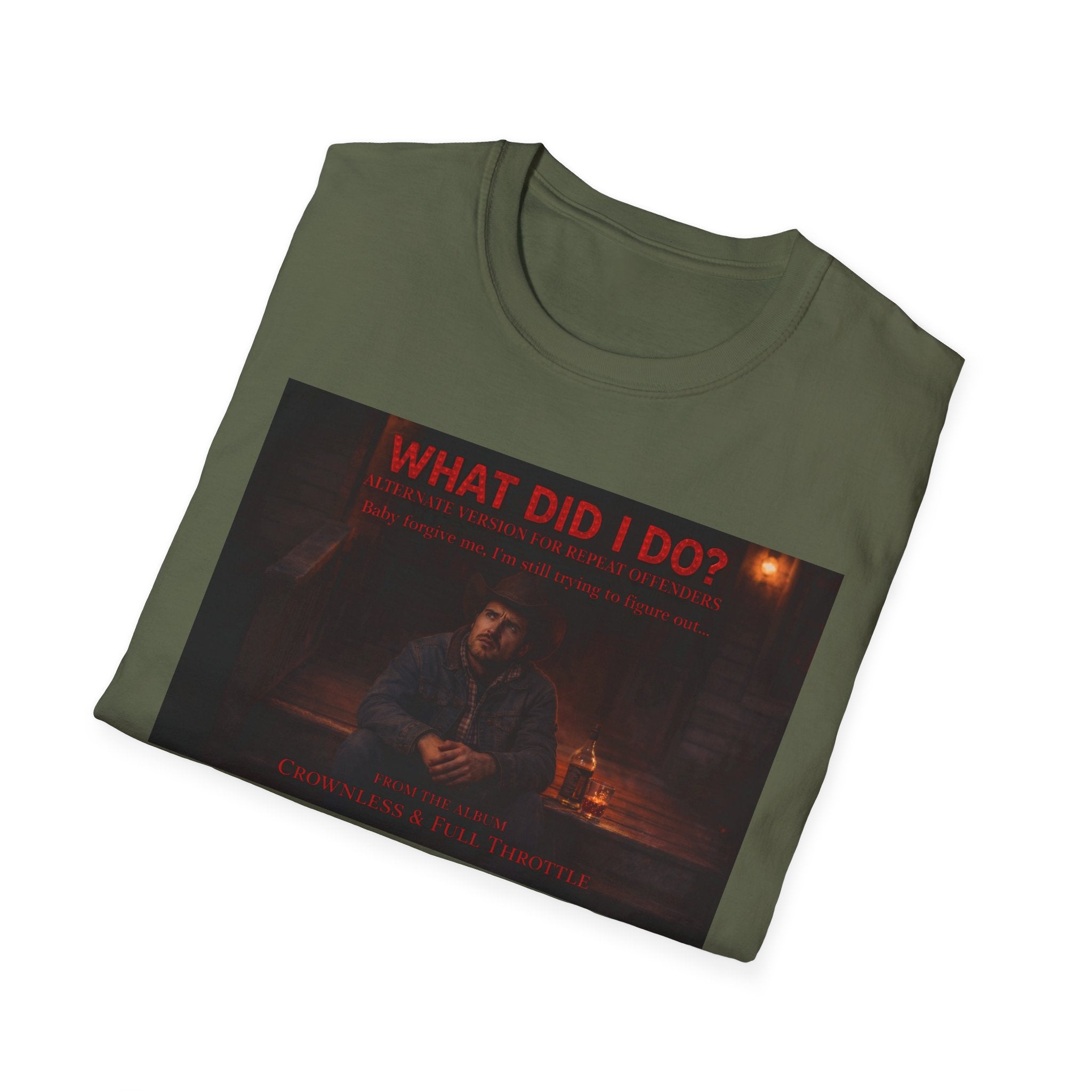 T-Shirt — "What Did I Do?" Dark Vintage Portrait Graphic Tee