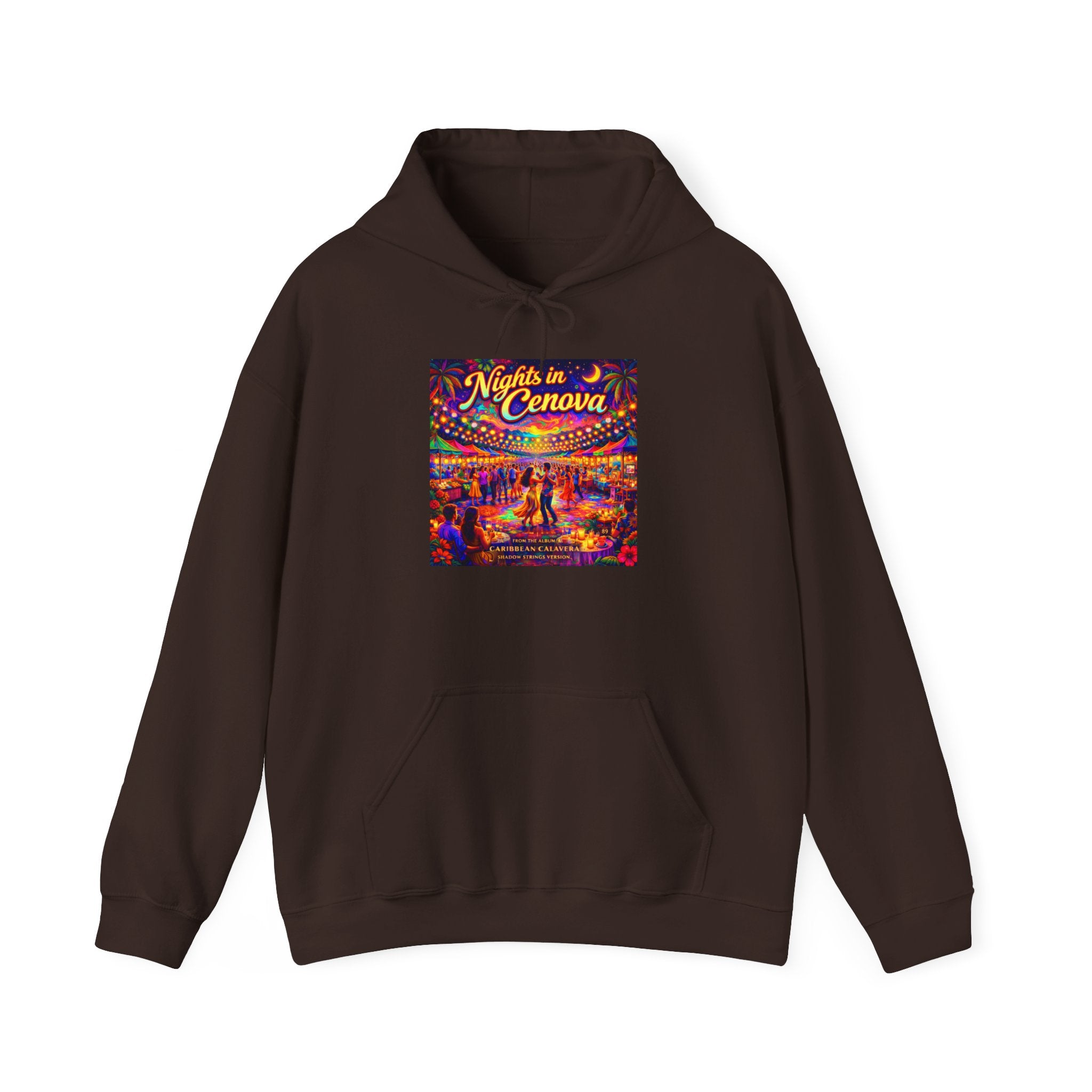 Nights in Cenova Song Cover Art From The Caribbean Calavera Album  Colorful Festival Street Scene Pullover HOODIE