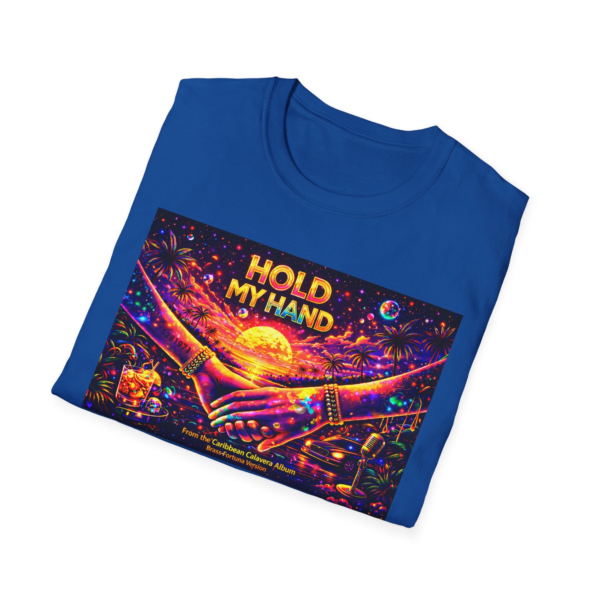 Hold My Hand T-Shirt  Song Cover Art From The Caribbean Calavera Album — Retro Sunset Hands Graphic Tee