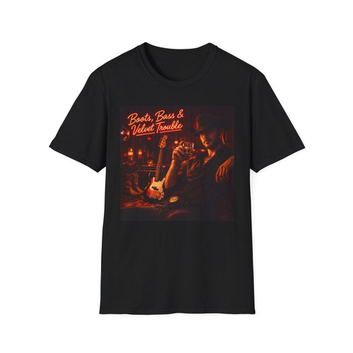 "Boots, Bass & Velvet Trouble" Retro Music Tee Vintage Rock T-Shirt —