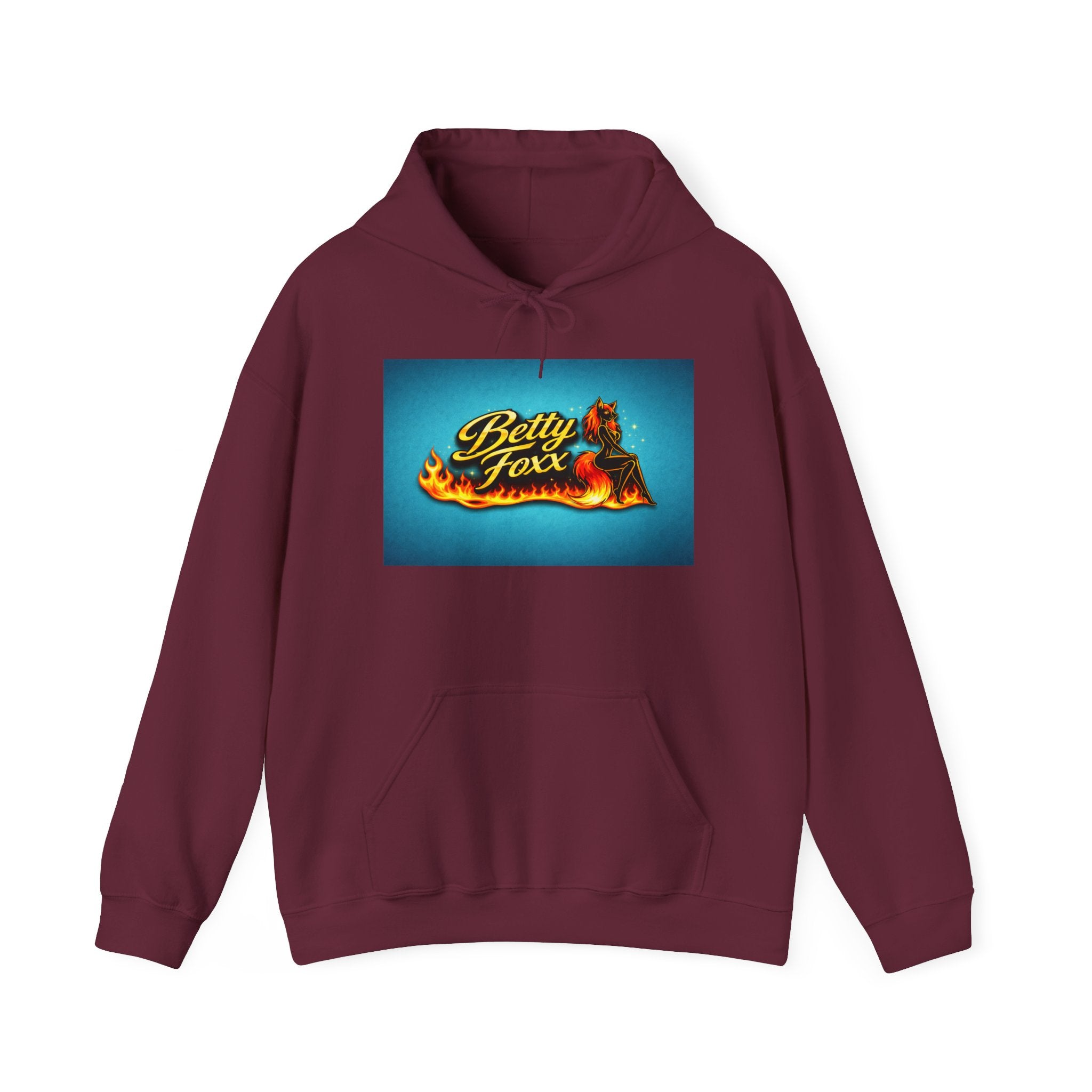 Betty Foxx Flame Logo Hoodie – Retro Neon Graphic Sweatshirt