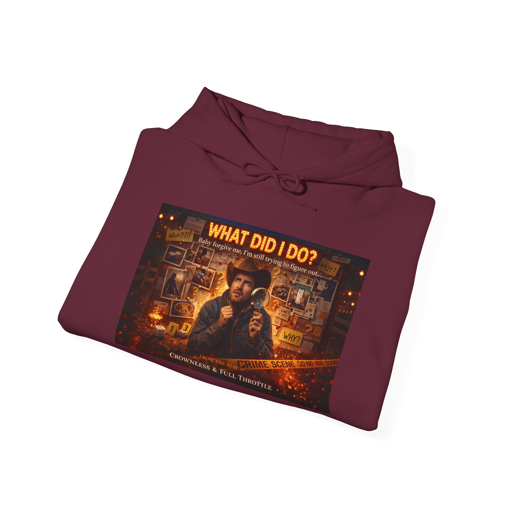 "What Did I Do?" Graphic Hoodie – Retro Mystery Movie Poster Sweatshirt