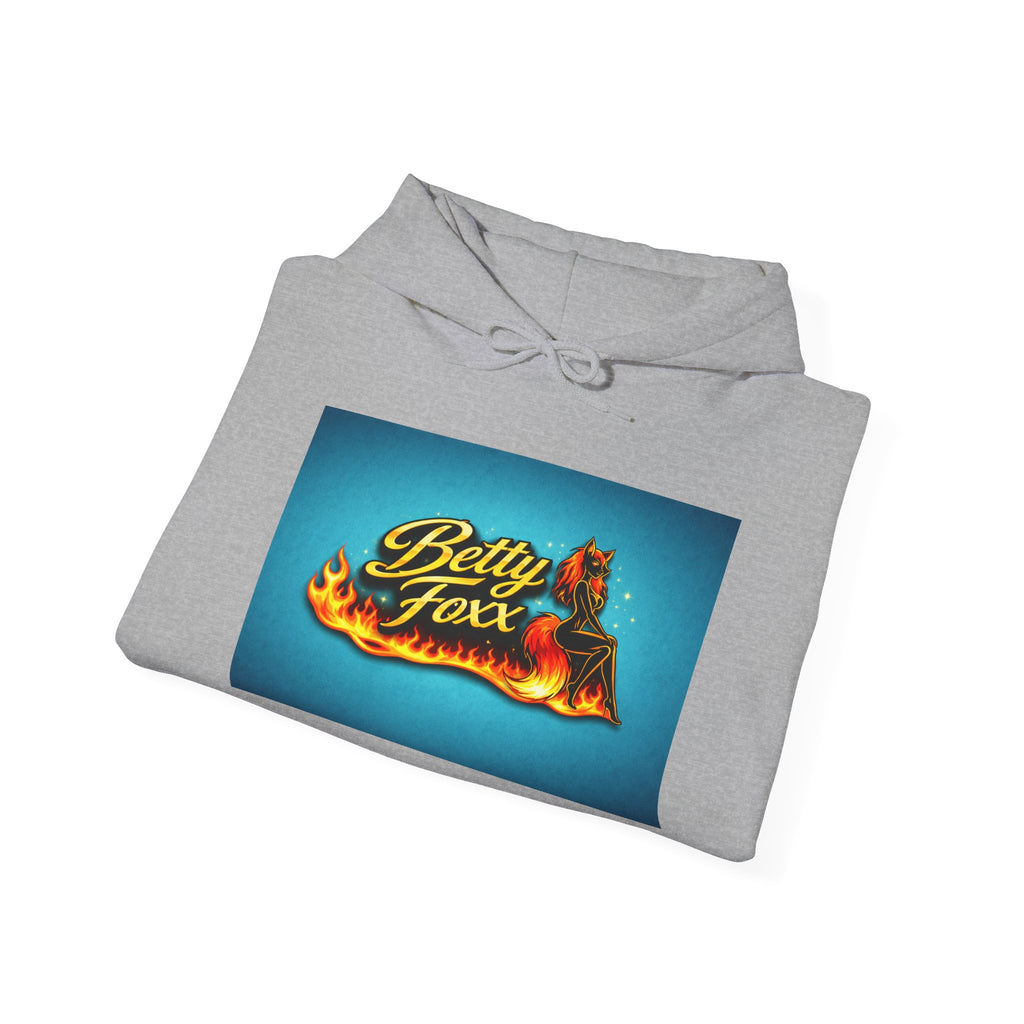 Betty Foxx Flame Logo Hoodie – Retro Neon Graphic Sweatshirt