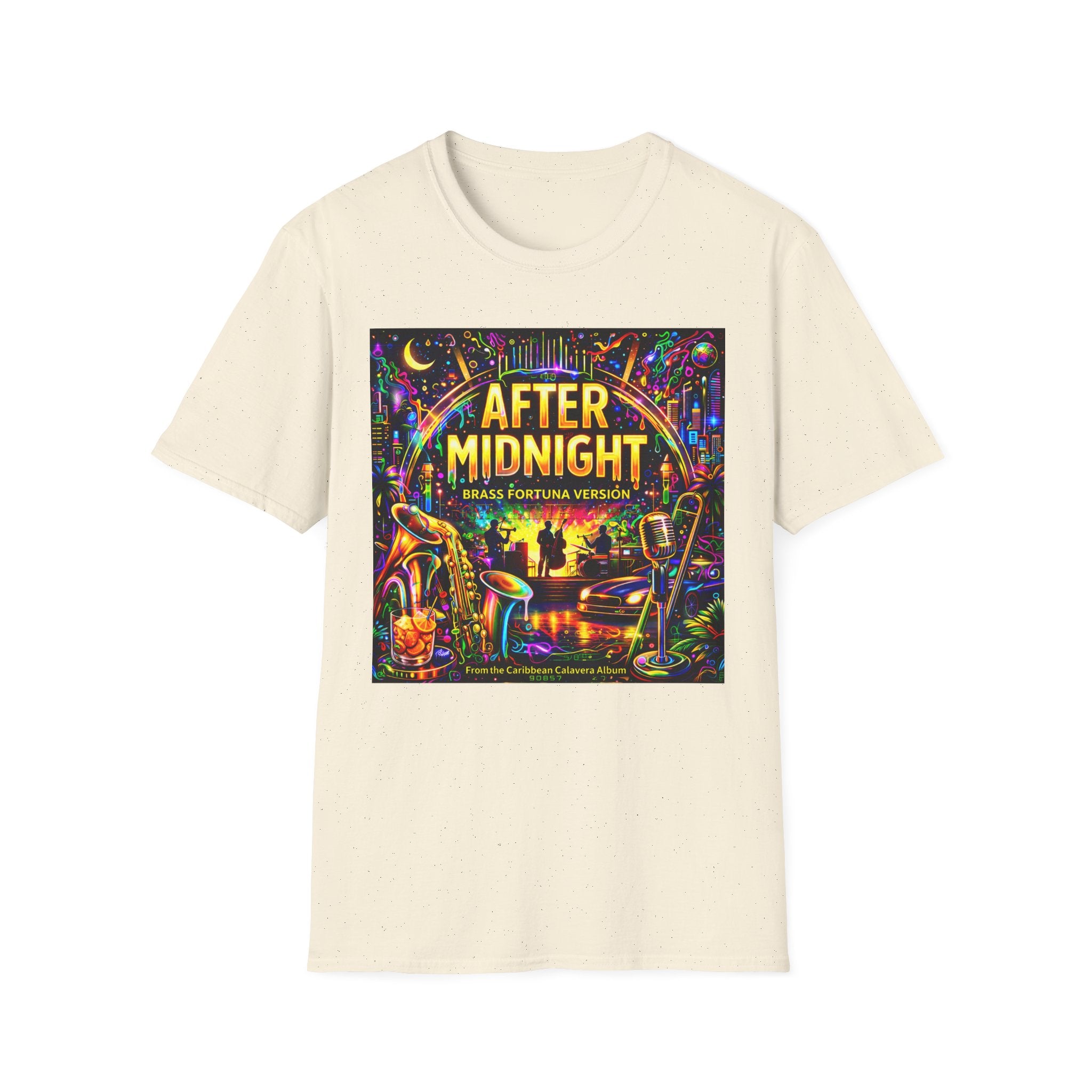 After Midnight T-Shirt  Song Cover Art From The Caribbean Calavera Album – Neon Jazz Club Graphic Tee