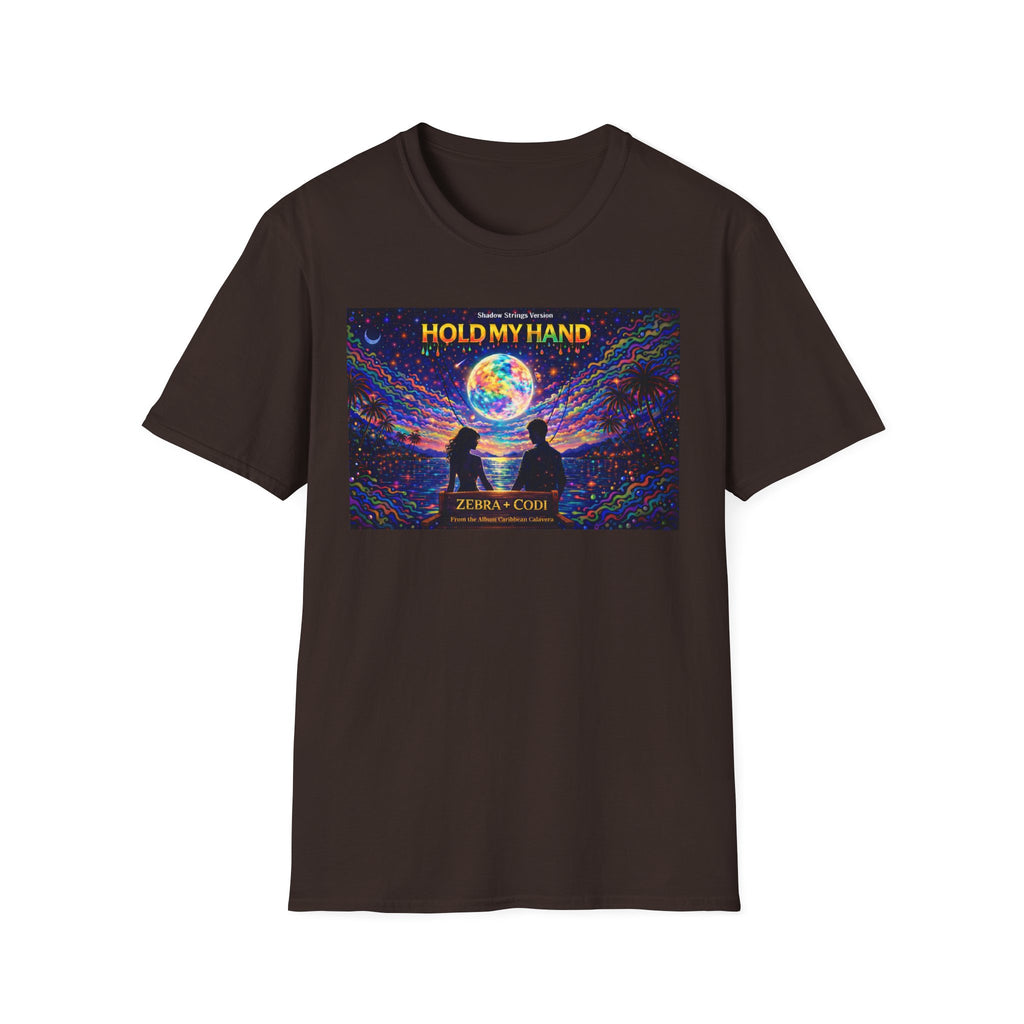 Hold My Hand Graphic T-Shirt  Song Cover Art From The Caribbean Calavera Album — Cosmic Couple Silhouette Tee