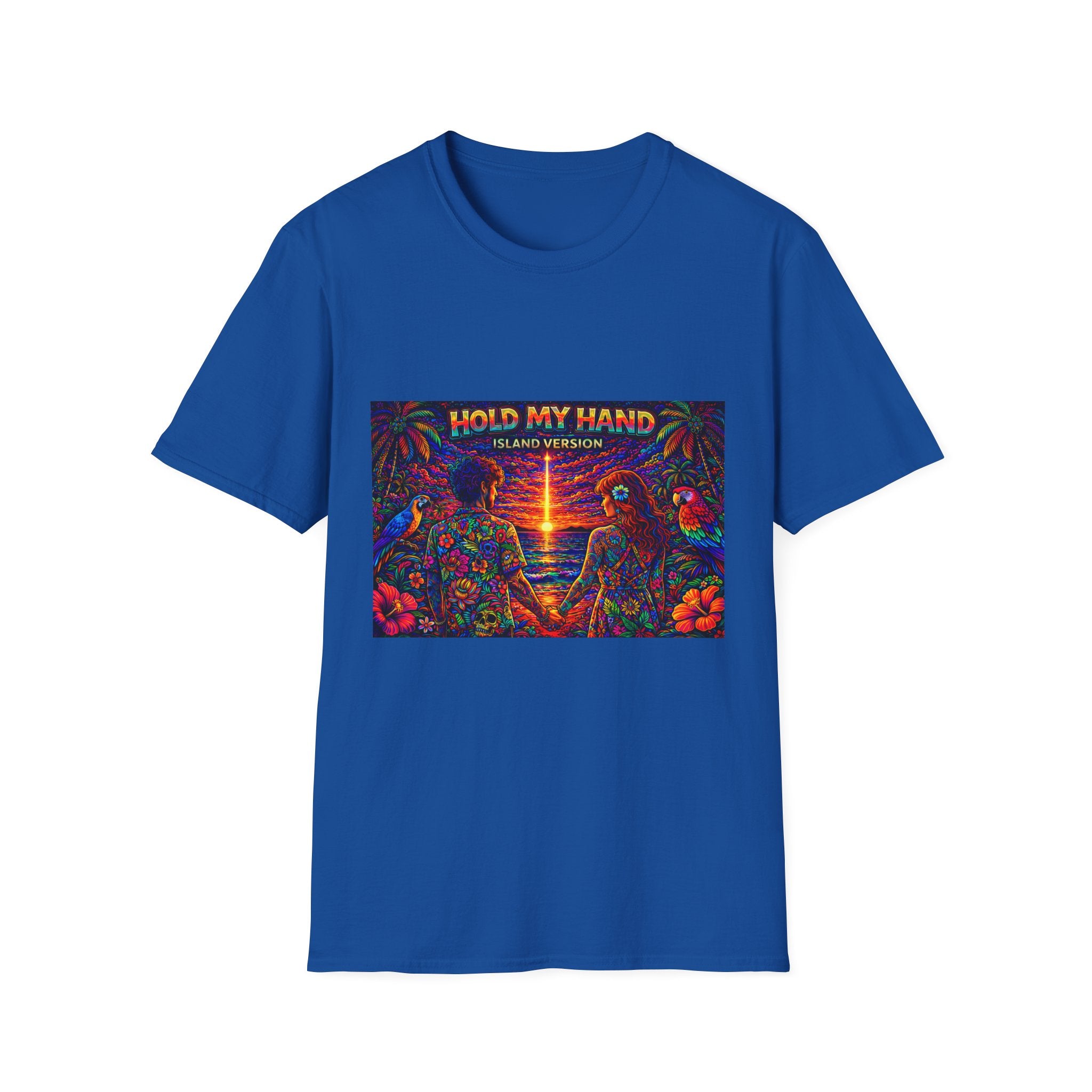 Hold My Hand Island Version Song Cover Art From The Caribbean Calavera Album  T-Shirt — Tropical Parrot Beach Graphic Tee