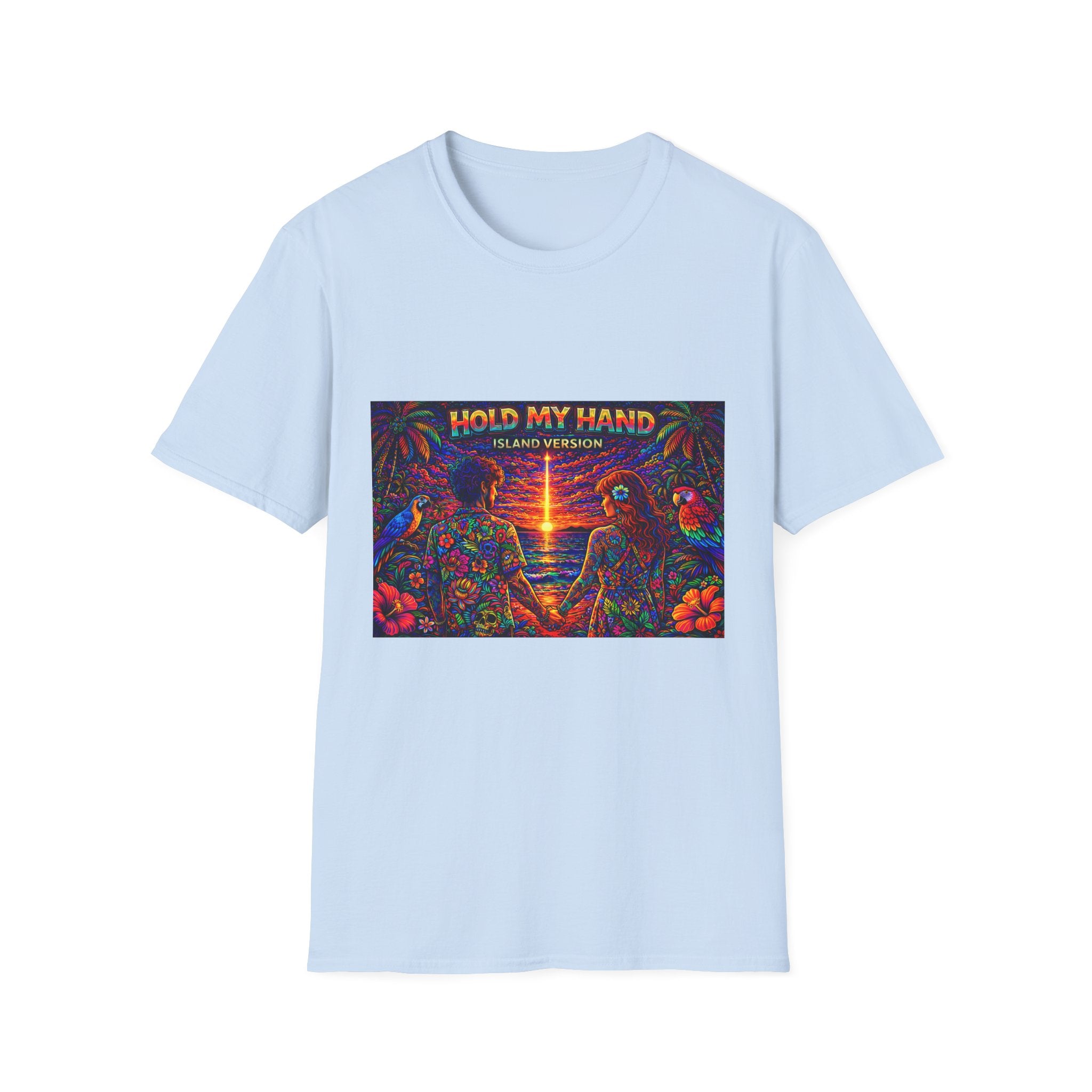 Hold My Hand Island Version Song Cover Art From The Caribbean Calavera Album  T-Shirt — Tropical Parrot Beach Graphic Tee