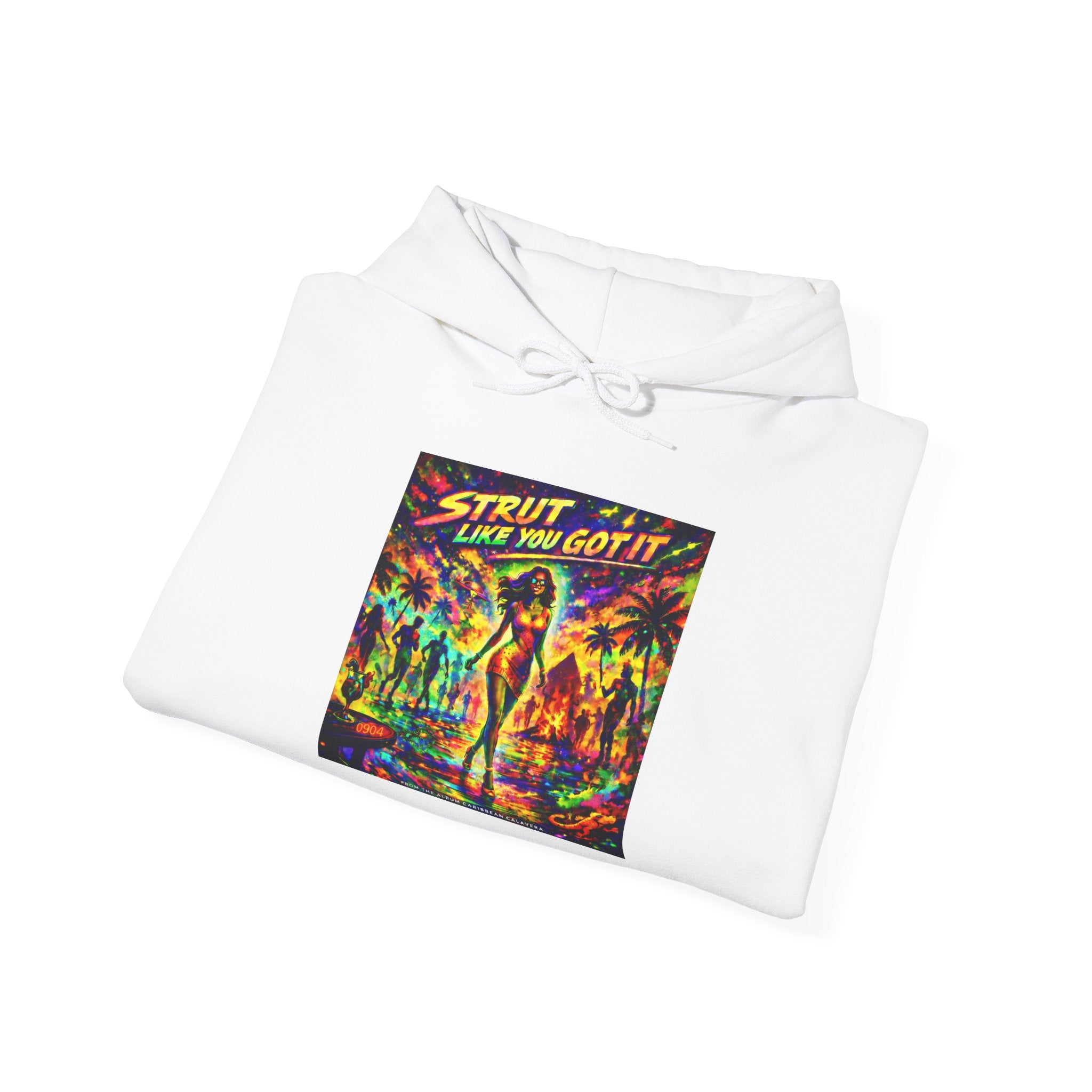 "Strut Like You Got It"   Song Cover Art From The Caribbean Calavera Album  Retro Disco Graphic Hoodie