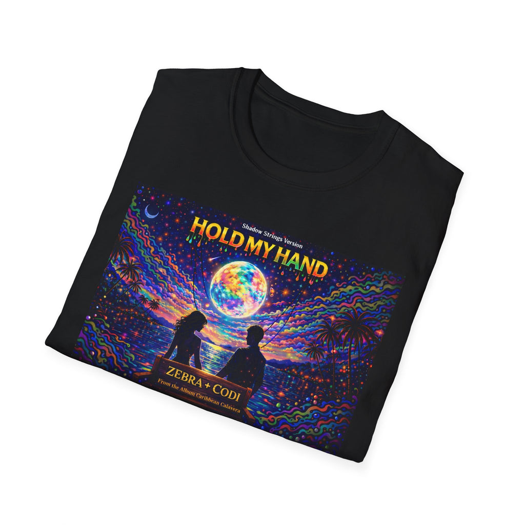 Hold My Hand Graphic T-Shirt  Song Cover Art From The Caribbean Calavera Album — Cosmic Couple Silhouette Tee