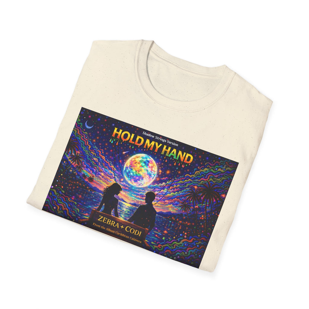 Hold My Hand Graphic T-Shirt  Song Cover Art From The Caribbean Calavera Album — Cosmic Couple Silhouette Tee
