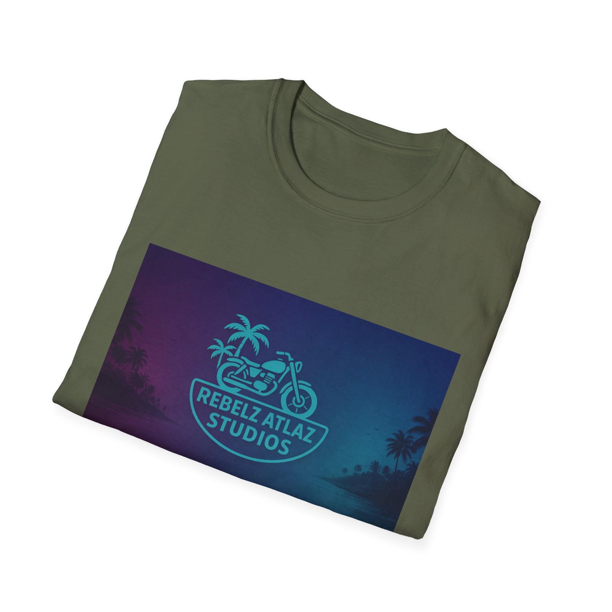 Rebel Ataz Studios Logo T-Shirt — Tropical Palm Graphic Tee