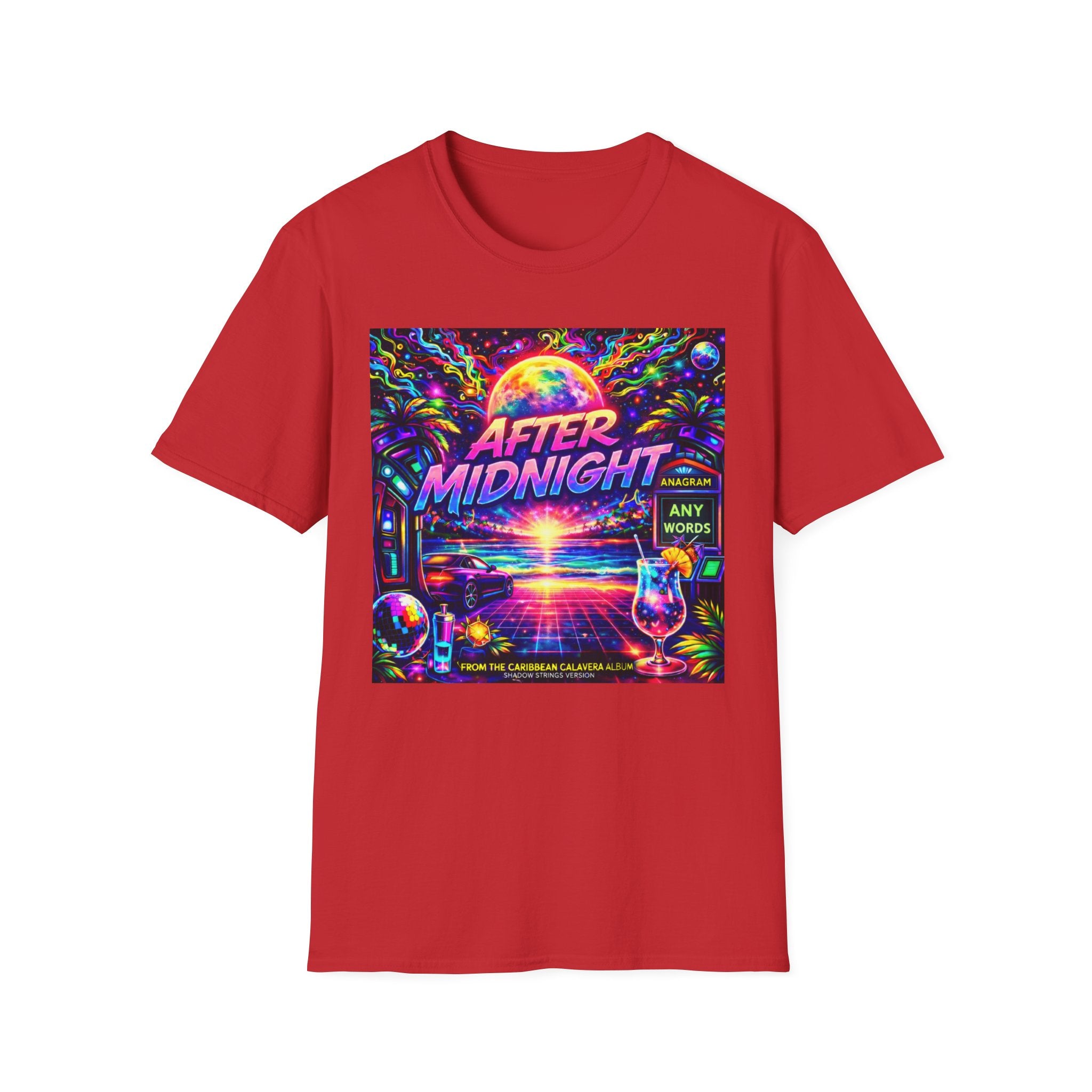 After Midnight T-Shirt Song Cover Art From The Caribbean Calavera Album  — Neon Retro Sunset Vaporwave Tee