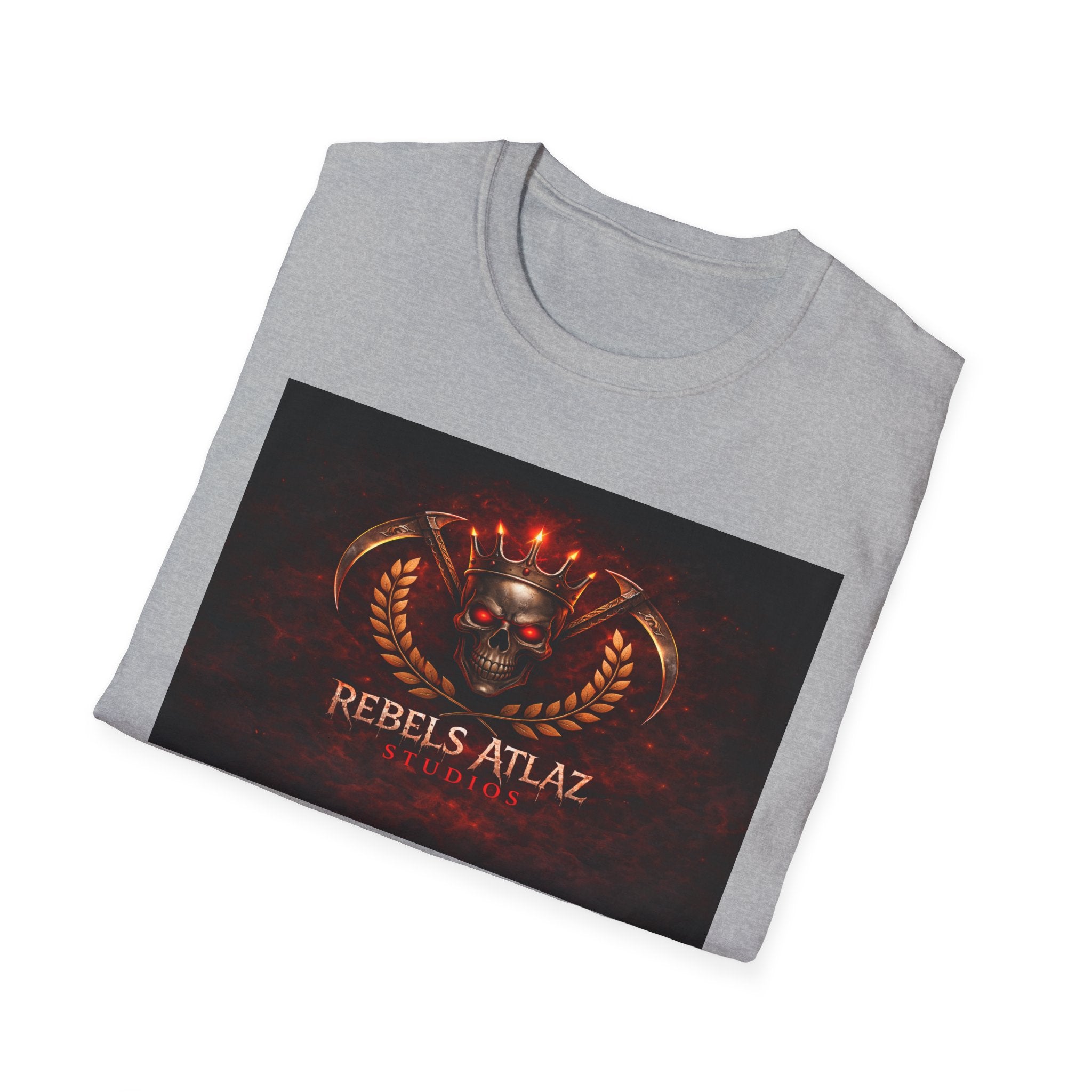 Rebelz Atlaz Film Studios Logo  Emblem T-Shirt — Vintage Military Crest Graphic Tee
