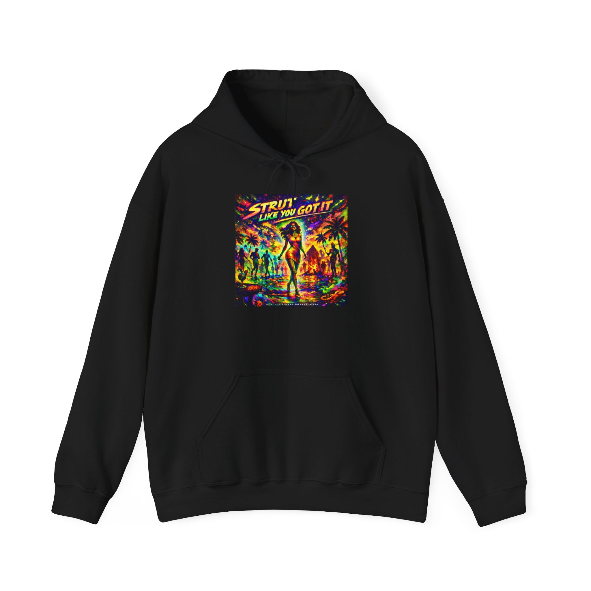 "Strut Like You Got It"   Song Cover Art From The Caribbean Calavera Album  Retro Disco Graphic Hoodie