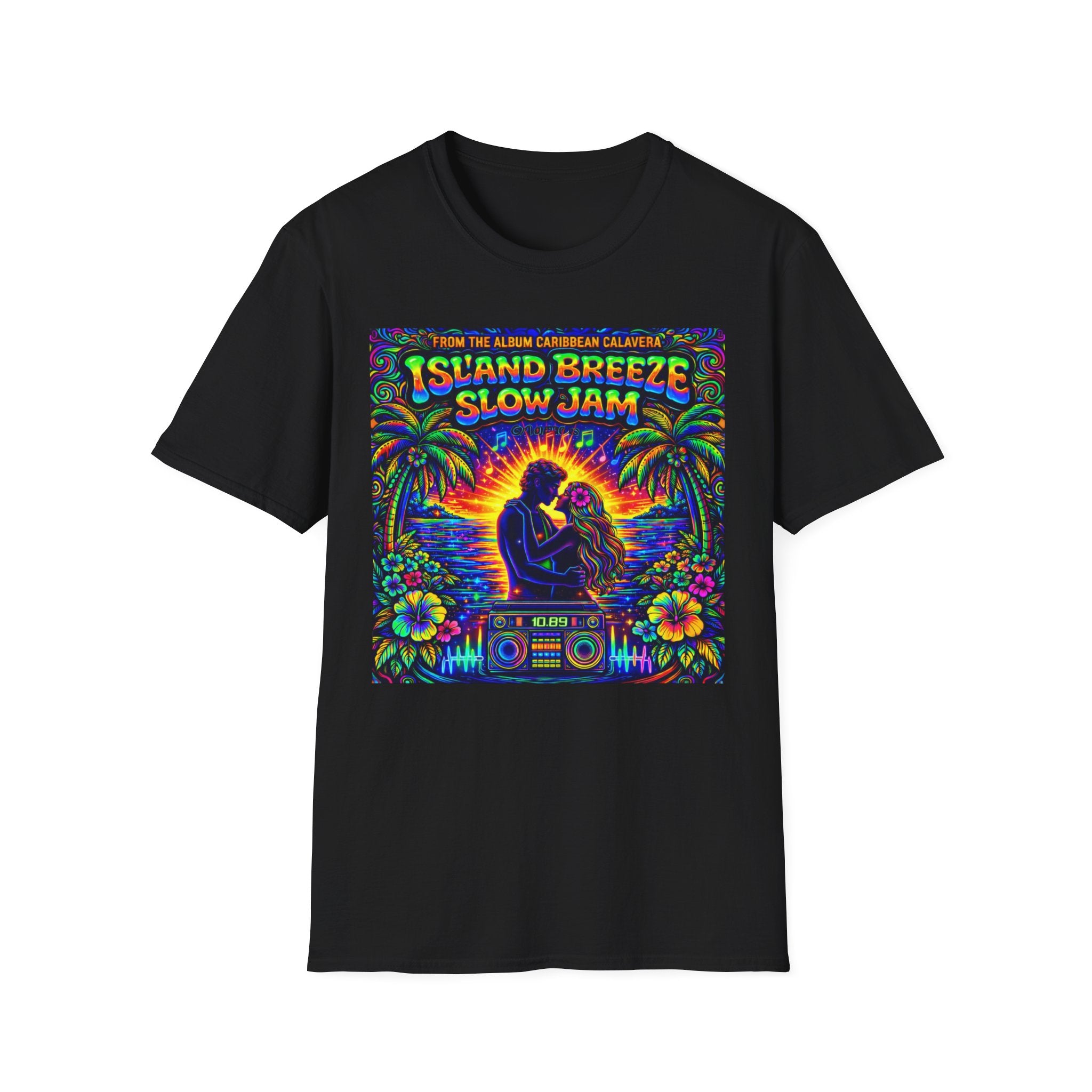 Island Breeze Slow Jam T-Shirt  Song Cover Art From The Caribbean Calavera Album   — Retro Tropical Sunset Music Tee