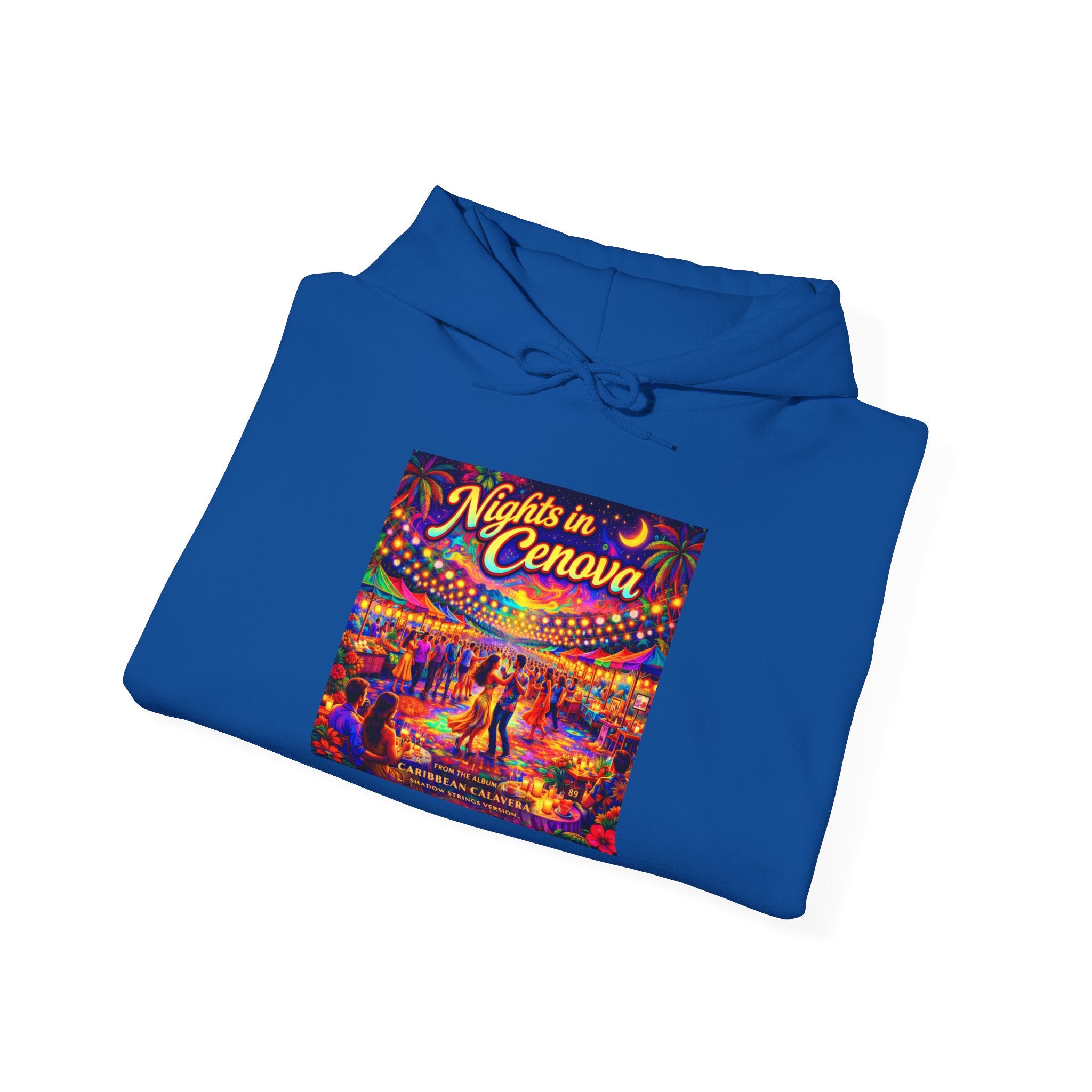 Nights in Cenova Song Cover Art From The Caribbean Calavera Album  Colorful Festival Street Scene Pullover HOODIE