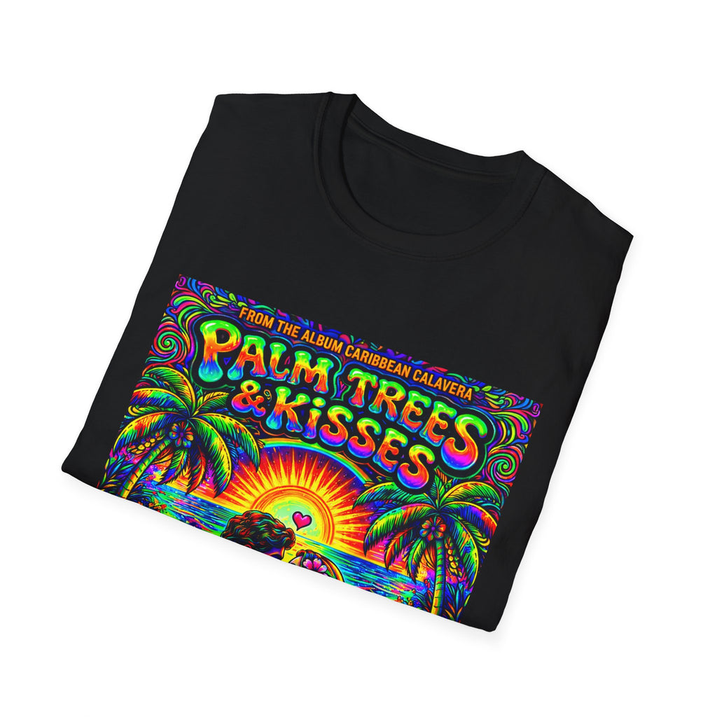 Palm Trees & Kisses Song Cover Art From The Caribbean Calavera Album  Tropical Graphic T-Shirt — Retro Sunset Beach Vibes