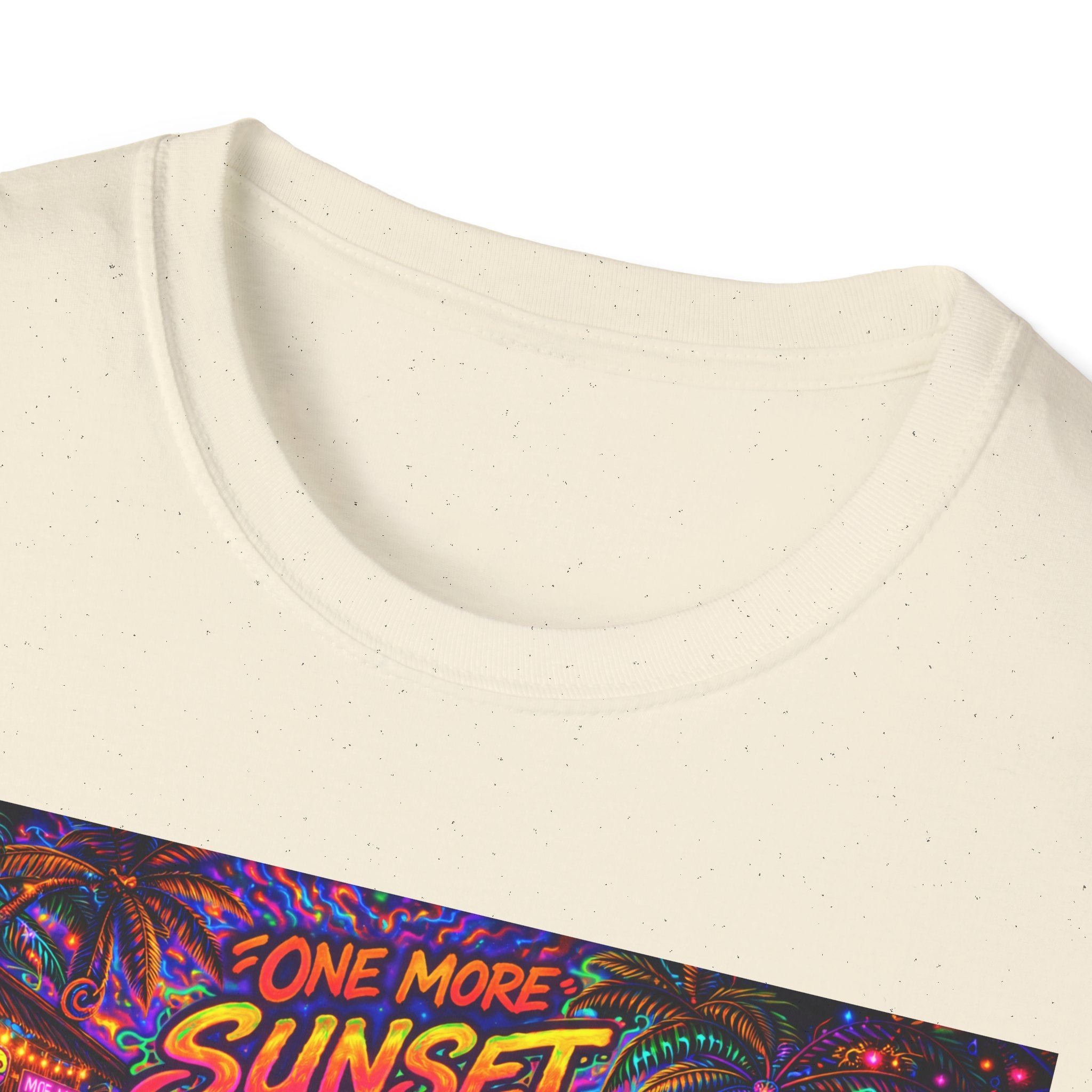 One More Sunset Bonfire Graphic T-Shirt  Song Cover Art From The Caribbean Calavera Album   — "Sunset" Neon Beach Party Tee