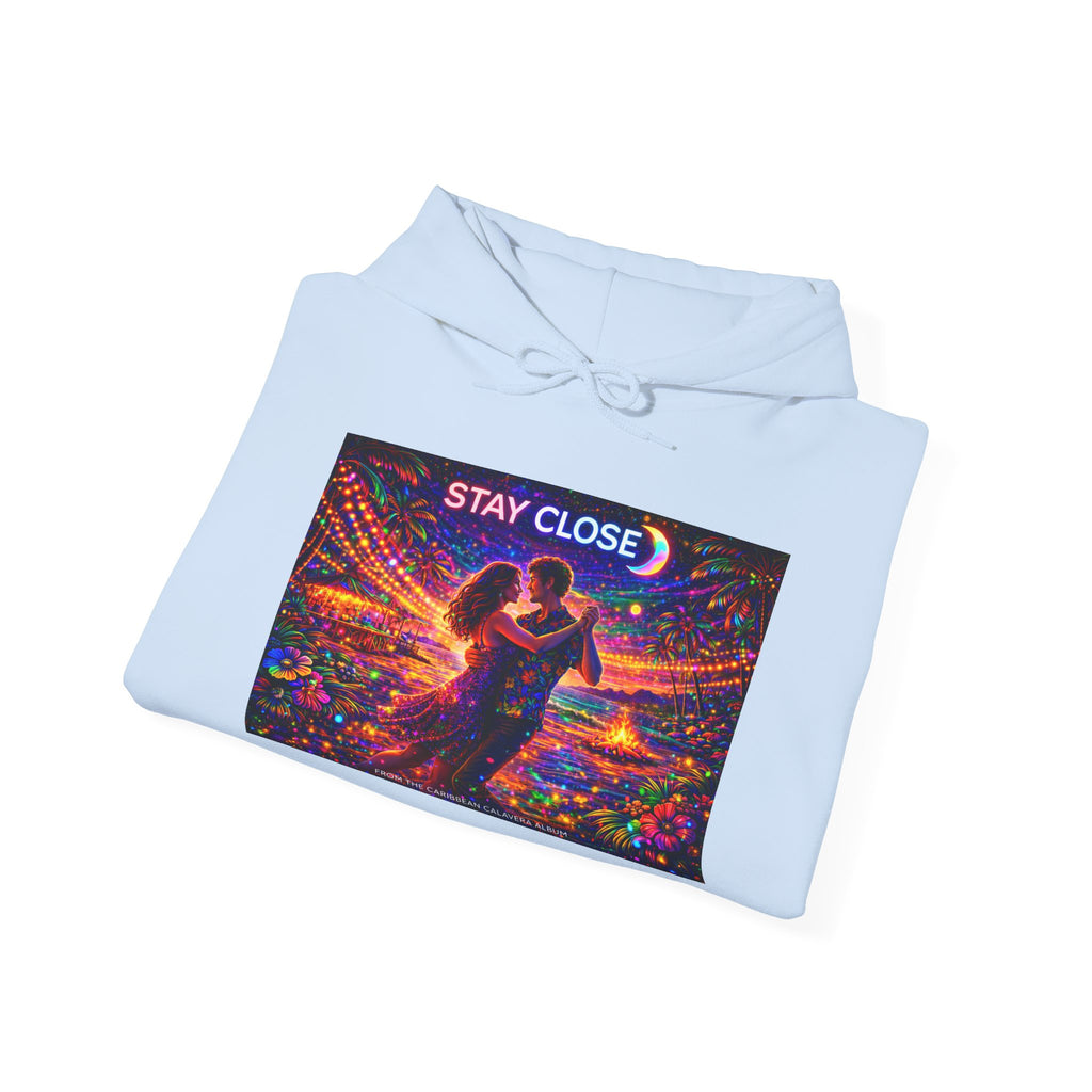 Stay Close Hoodie   Song Cover Art From The Caribbean Calavera Album  — Romantic Neon Couple Pullover