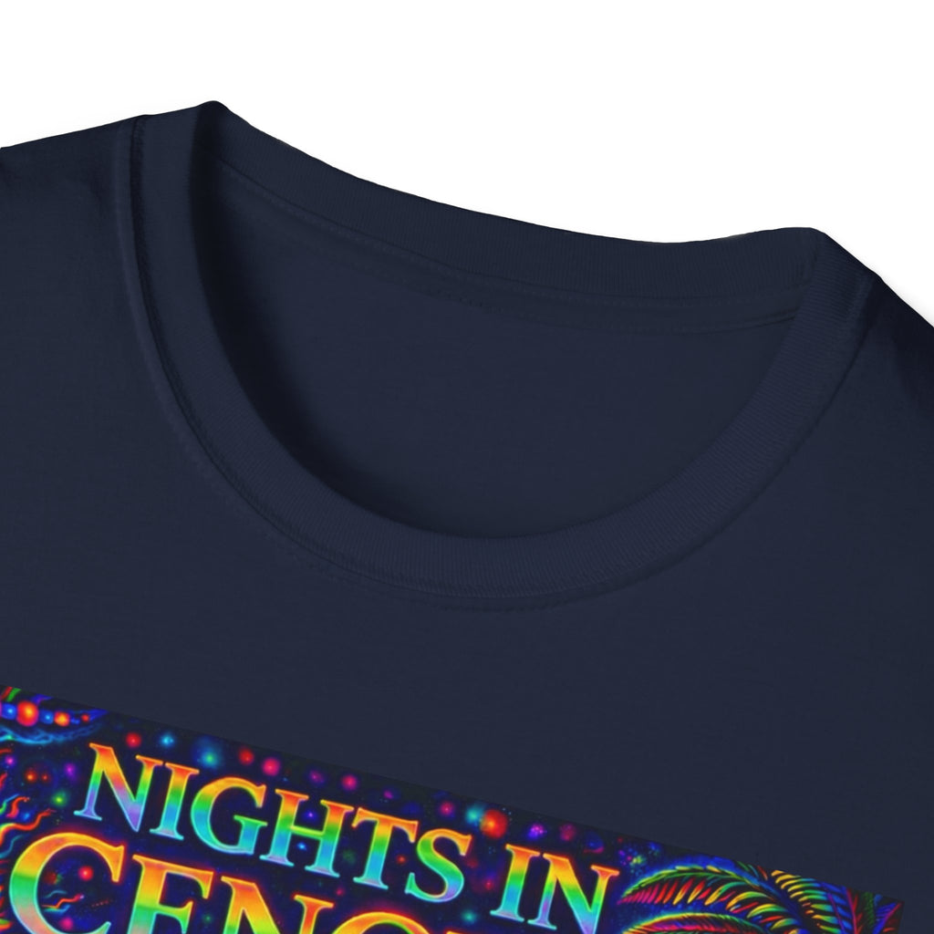 Nights in Cenovia T-Shirt  Song Cover Art From The Caribbean Calavera Album   — Colorful Fireworks Cityscape Tee