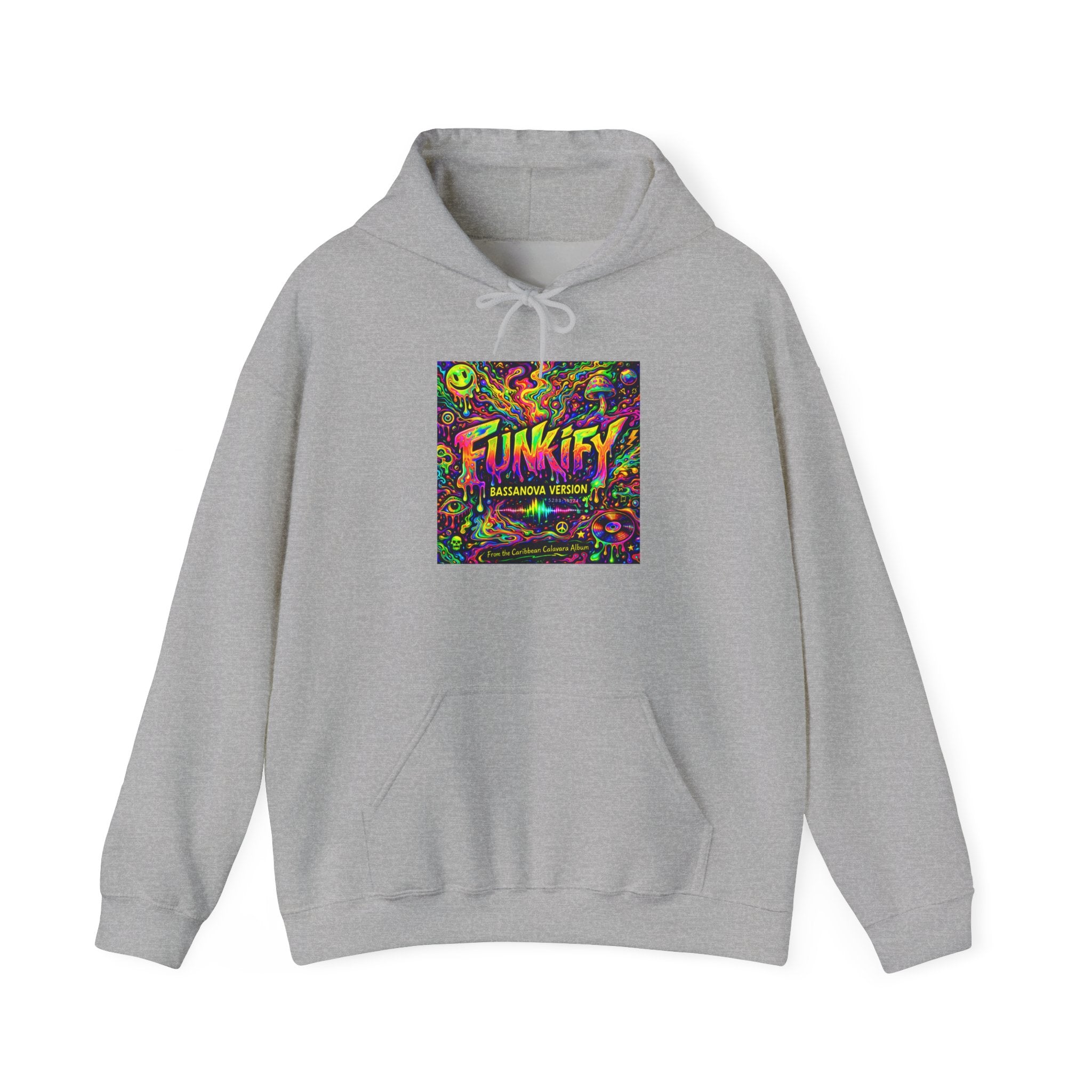 Funkify Song from Caribbean Calavera Album Neon Psychedelic Hoodie — "FUNKIFY" Retro Rave Graphic Sweatshirt