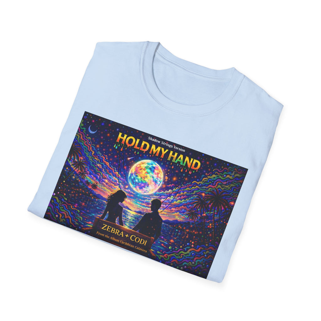 Hold My Hand Graphic T-Shirt  Song Cover Art From The Caribbean Calavera Album — Cosmic Couple Silhouette Tee