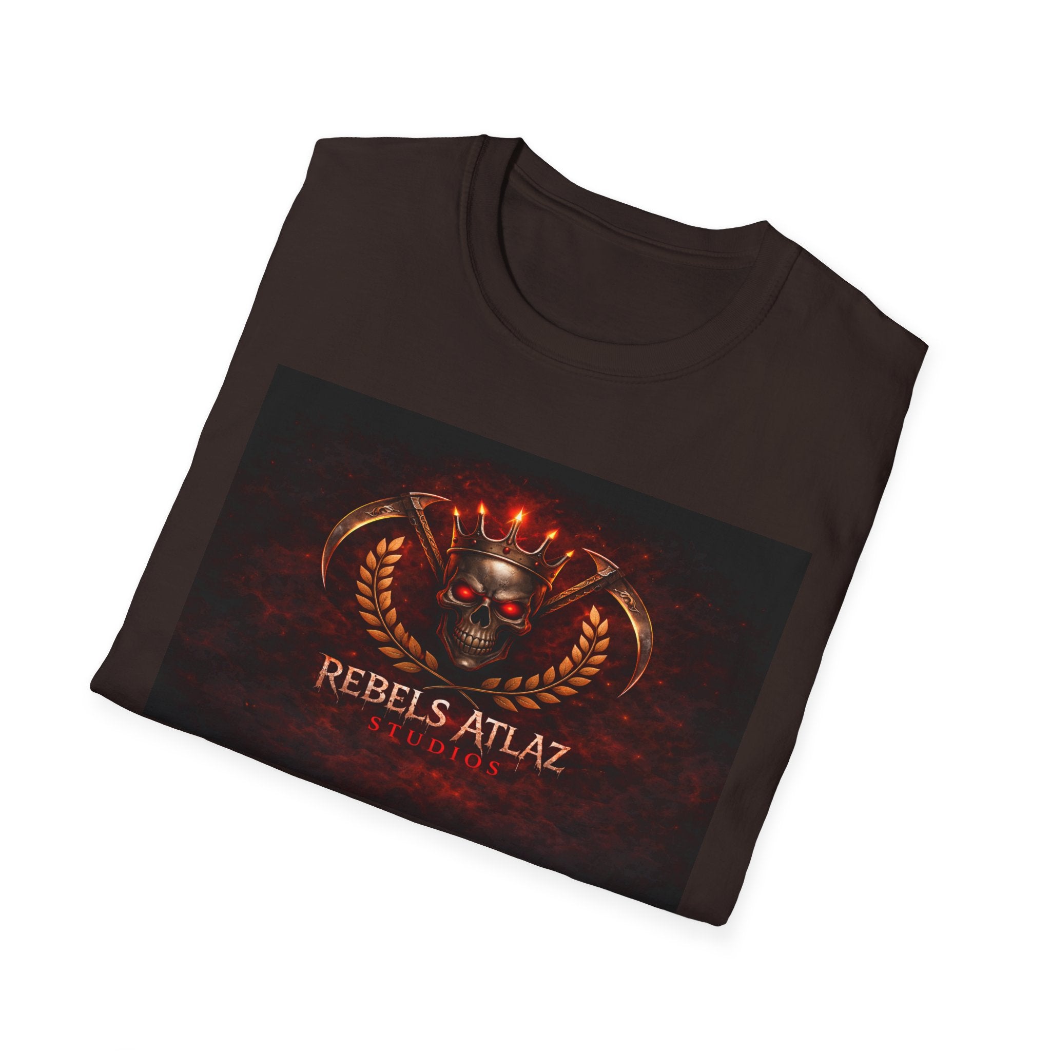 Rebelz Atlaz Film Studios Logo  Emblem T-Shirt — Vintage Military Crest Graphic Tee