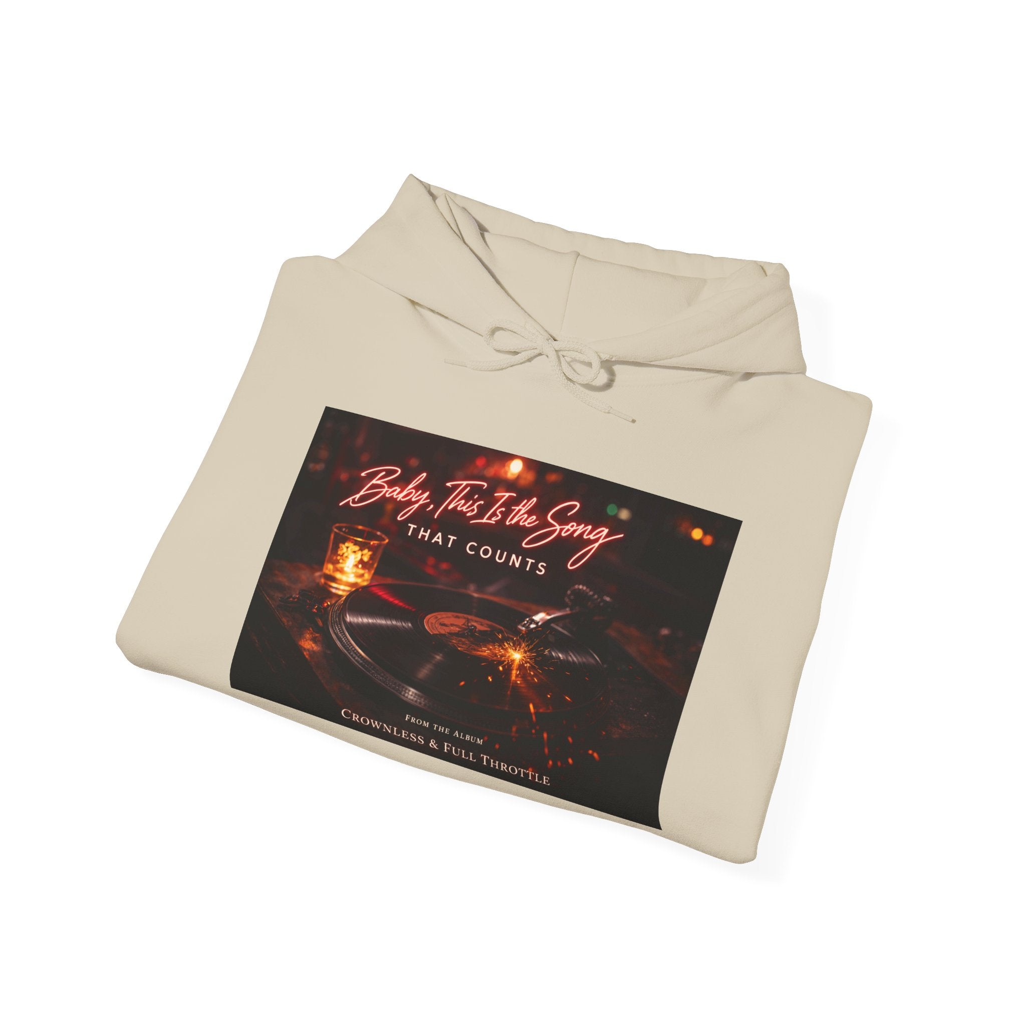 Baby, this is the song that counts  Graphic Sweatshirt Crownless and Full Throttle Album Cover Artwork Cozy Candlelight Hoodie –
