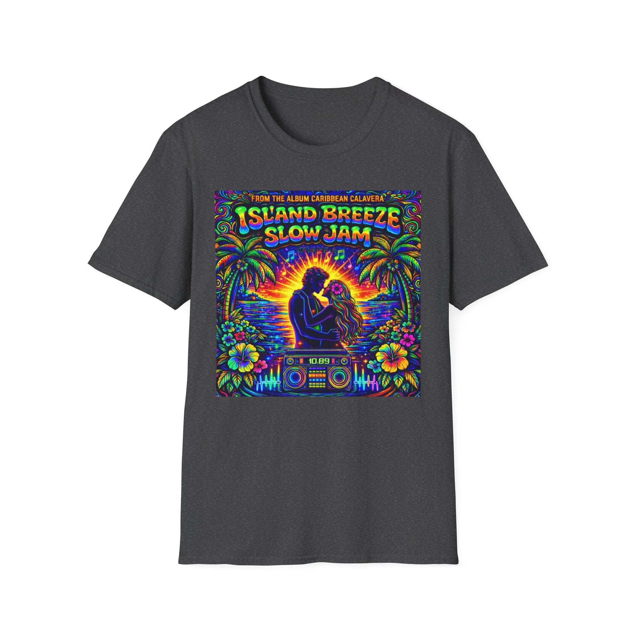 Island Breeze Slow Jam T-Shirt  Song Cover Art From The Caribbean Calavera Album   — Retro Tropical Sunset Music Tee