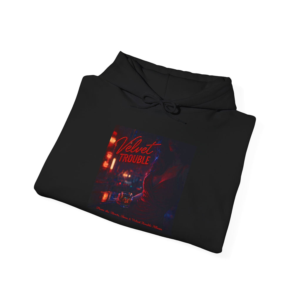 Velvet Trouble Vintage Neon 'Midnight Rambler' Hoodie — Retro Nightlife Graphic Sweatshirt