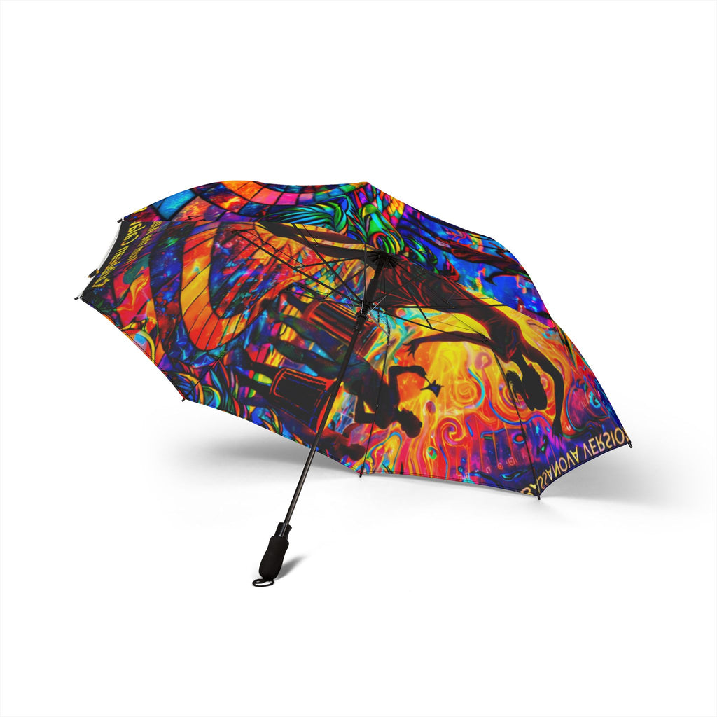 I Can't Stand It So I Dance Foldable Umbrella — Vibrant Psychedelic Stained-Glass Dance Design