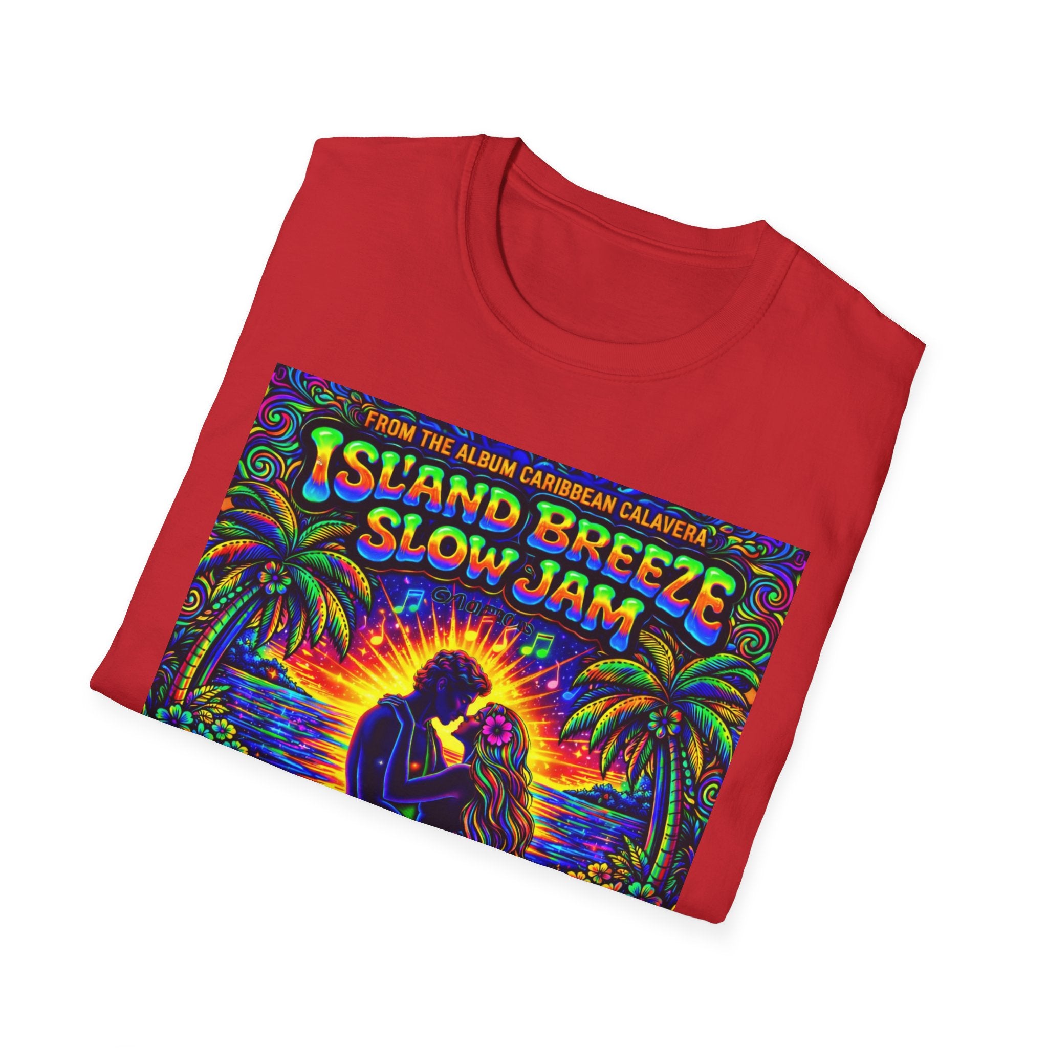 Island Breeze Slow Jam T-Shirt  Song Cover Art From The Caribbean Calavera Album   — Retro Tropical Sunset Music Tee