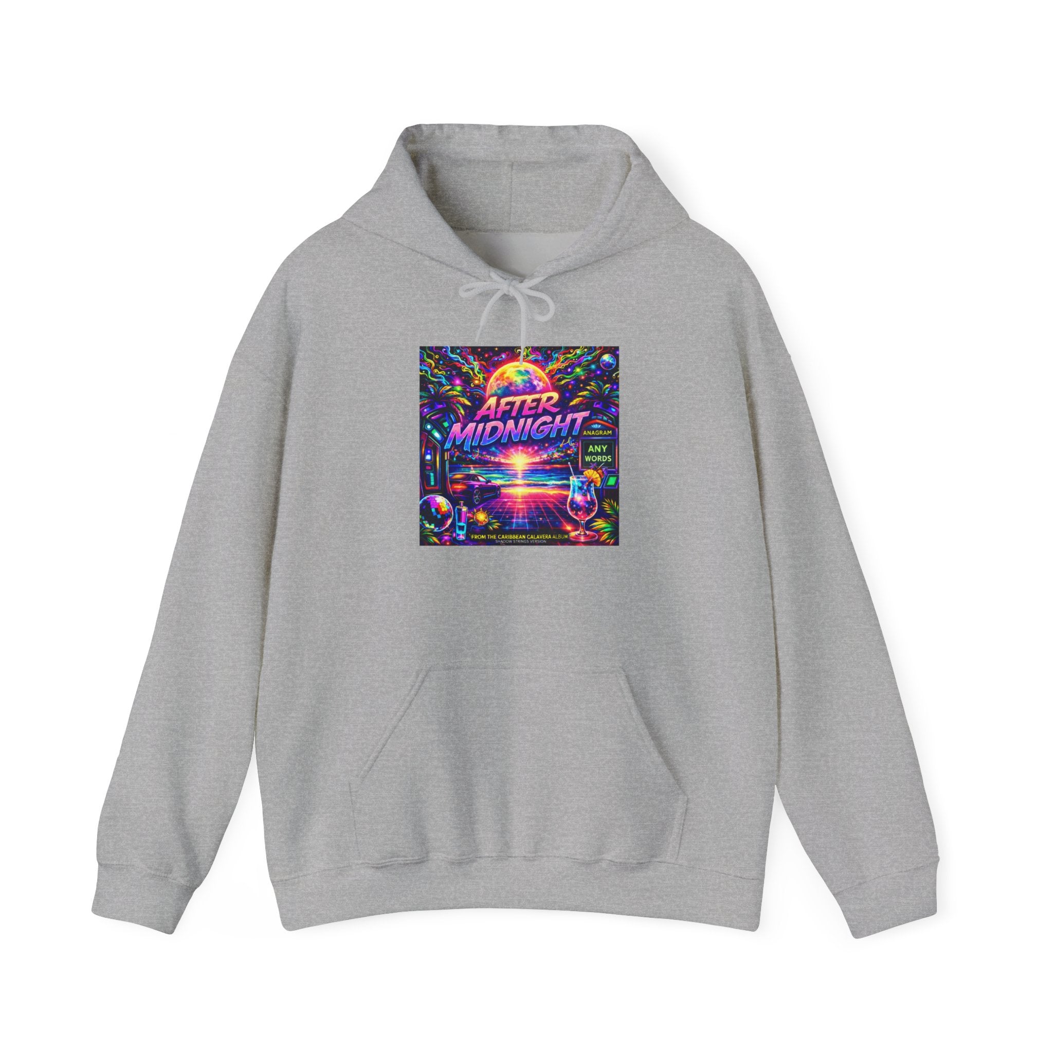 After Midnight Hoodie Song Cover Art From The Caribbean Calavera Album — Retro Neon Vaporwave Graphic Pullover