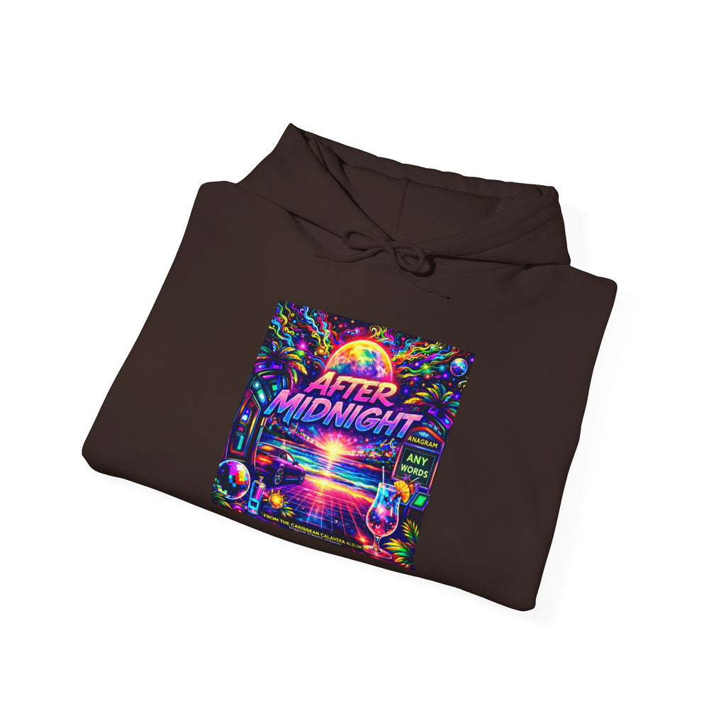 After Midnight Hoodie Song Cover Art From The Caribbean Calavera Album — Retro Neon Vaporwave Graphic Pullover