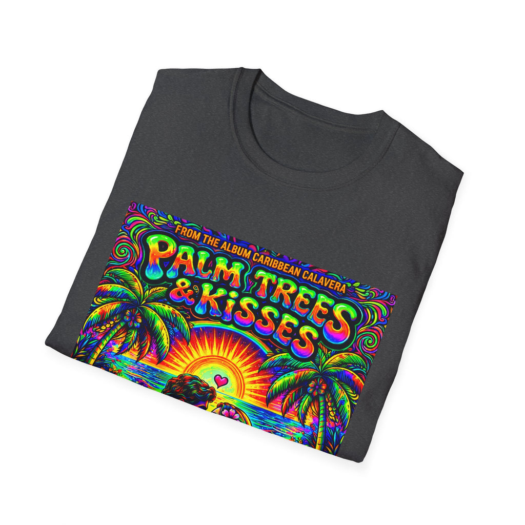 Palm Trees & Kisses Song Cover Art From The Caribbean Calavera Album  Tropical Graphic T-Shirt — Retro Sunset Beach Vibes