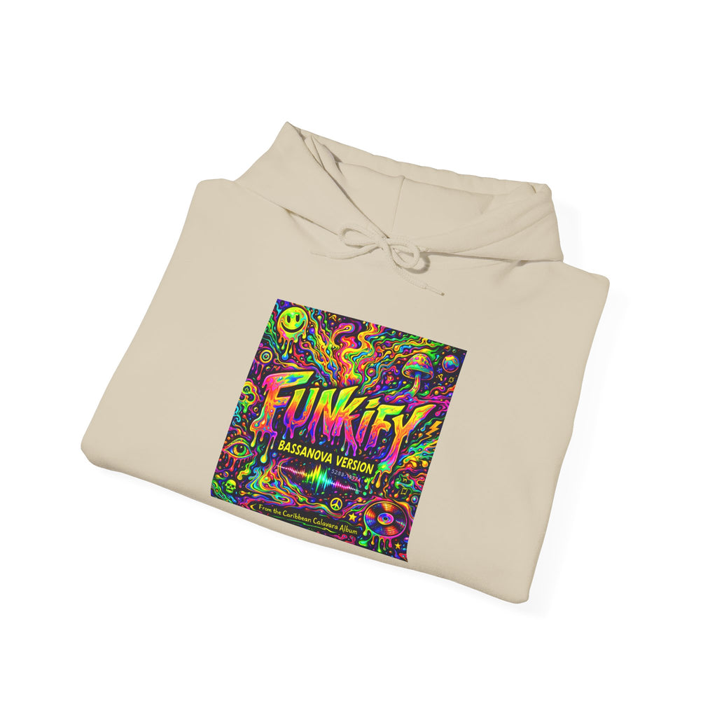 Funkify Song from Caribbean Calavera Album Neon Psychedelic Hoodie — "FUNKIFY" Retro Rave Graphic Sweatshirt