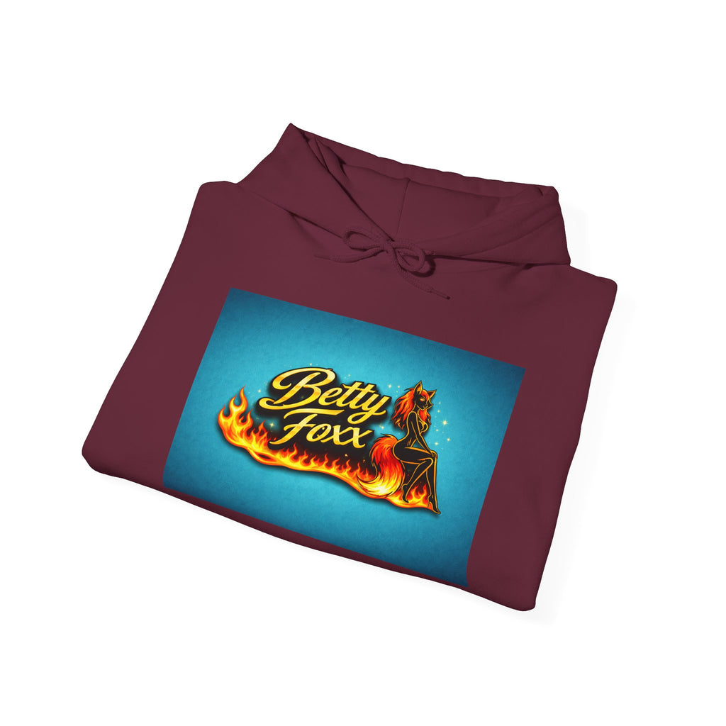 Betty Foxx Flame Logo Hoodie – Retro Neon Graphic Sweatshirt