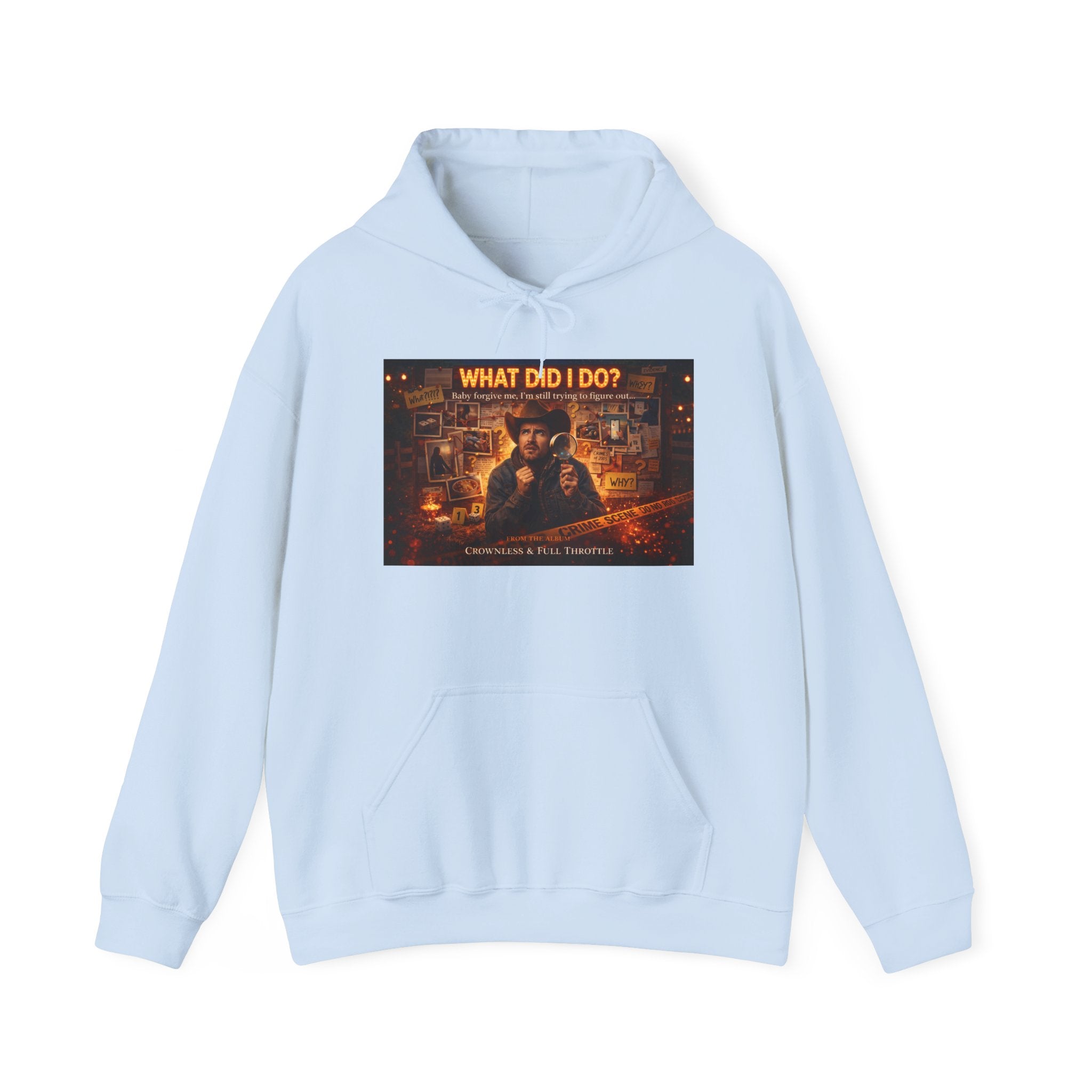 "What Did I Do?" Graphic Hoodie – Retro Mystery Movie Poster Sweatshirt