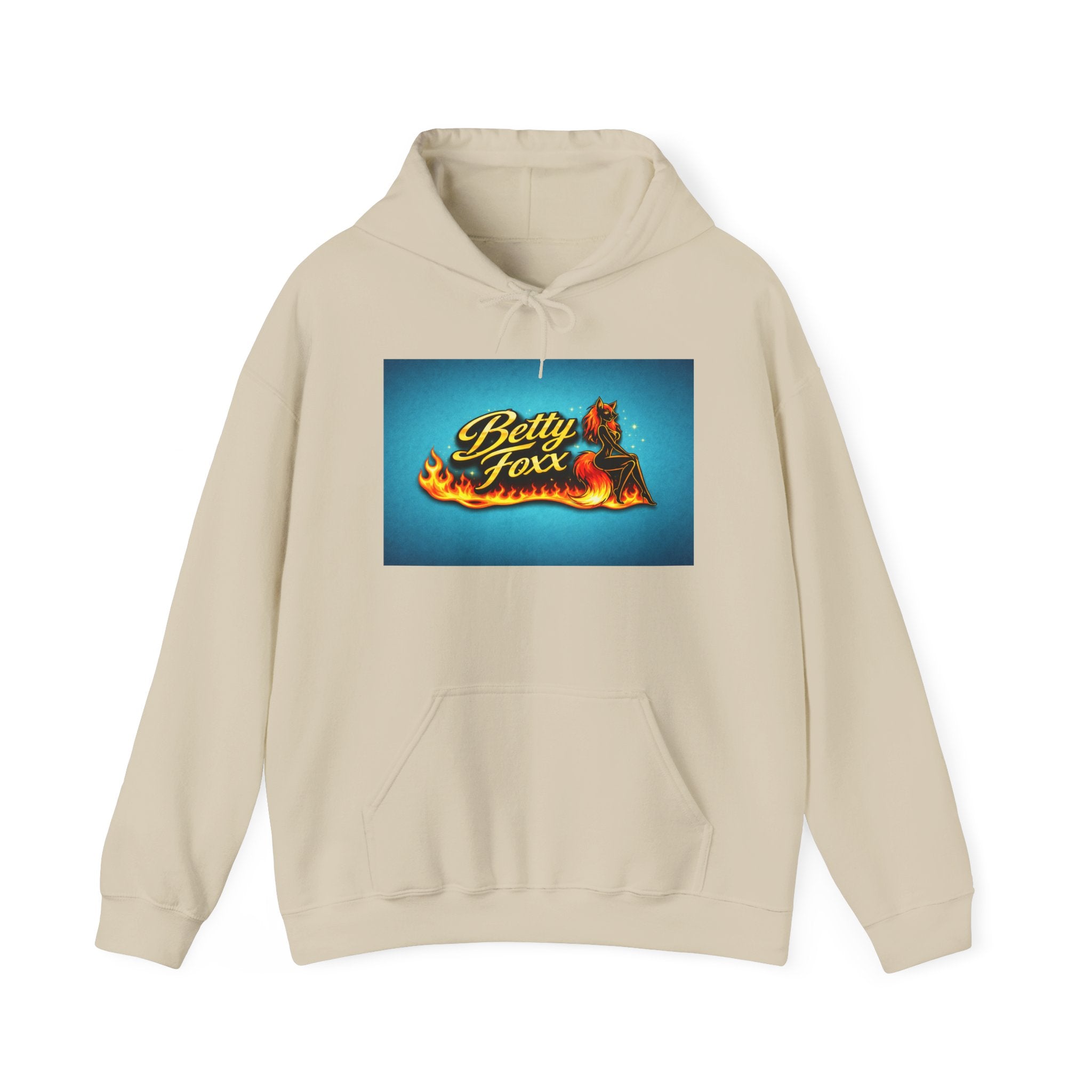Betty Foxx Flame Logo Hoodie – Retro Neon Graphic Sweatshirt