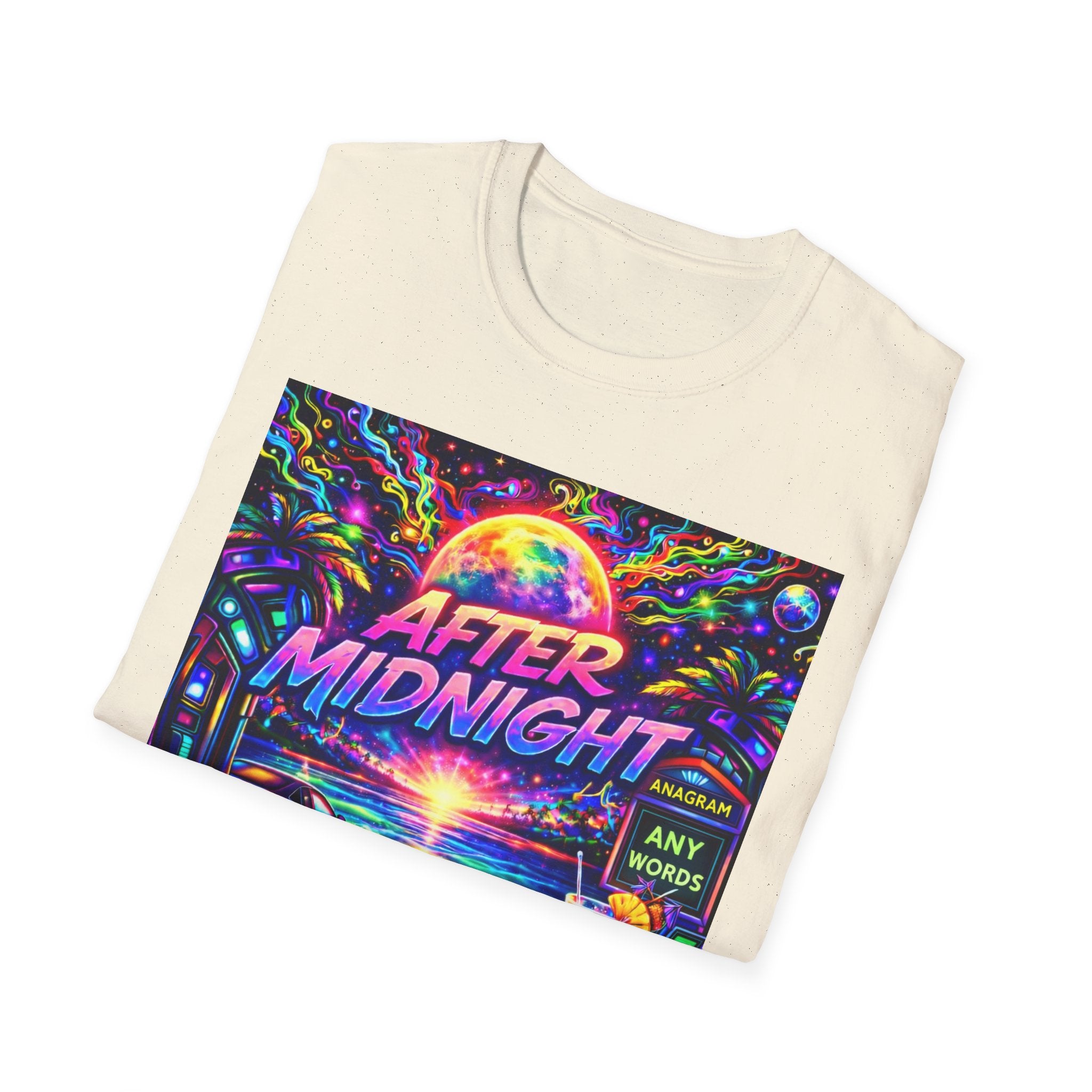 After Midnight T-Shirt Song Cover Art From The Caribbean Calavera Album  — Neon Retro Sunset Vaporwave Tee
