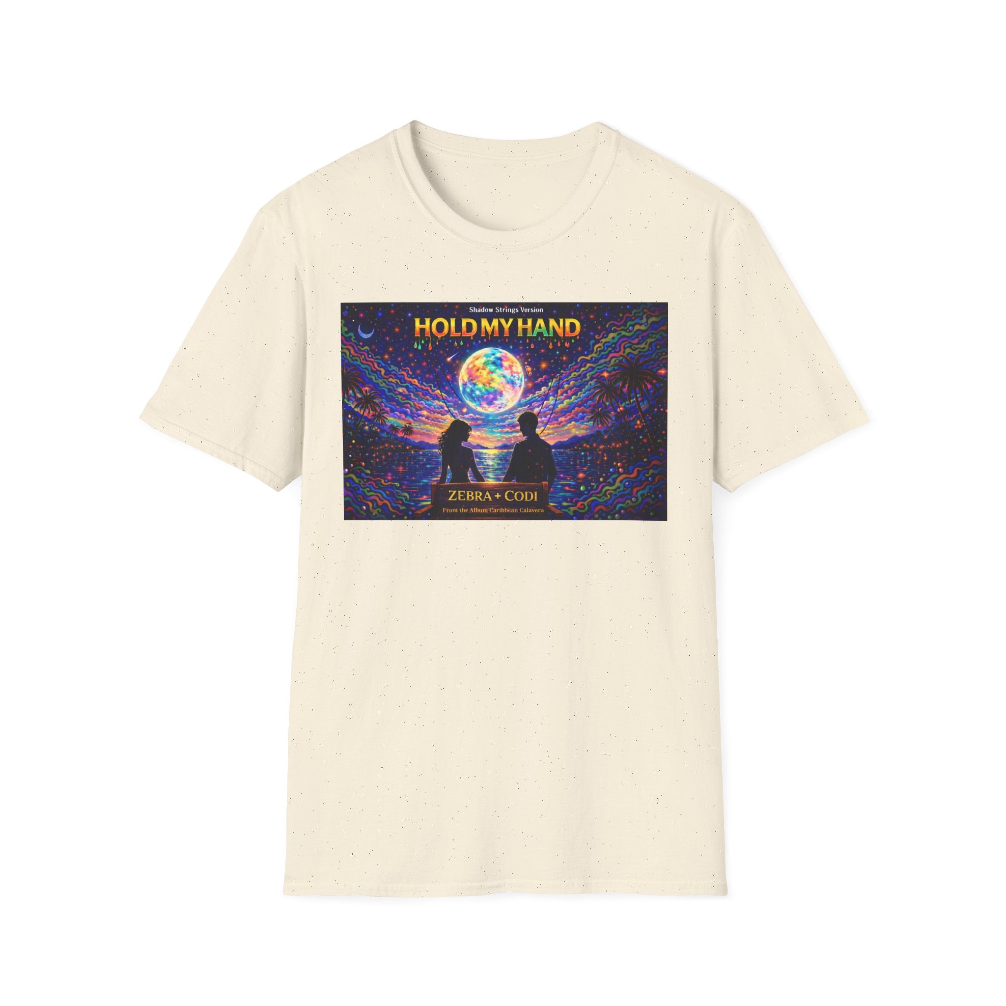 Hold My Hand Graphic T-Shirt  Song Cover Art From The Caribbean Calavera Album — Cosmic Couple Silhouette Tee
