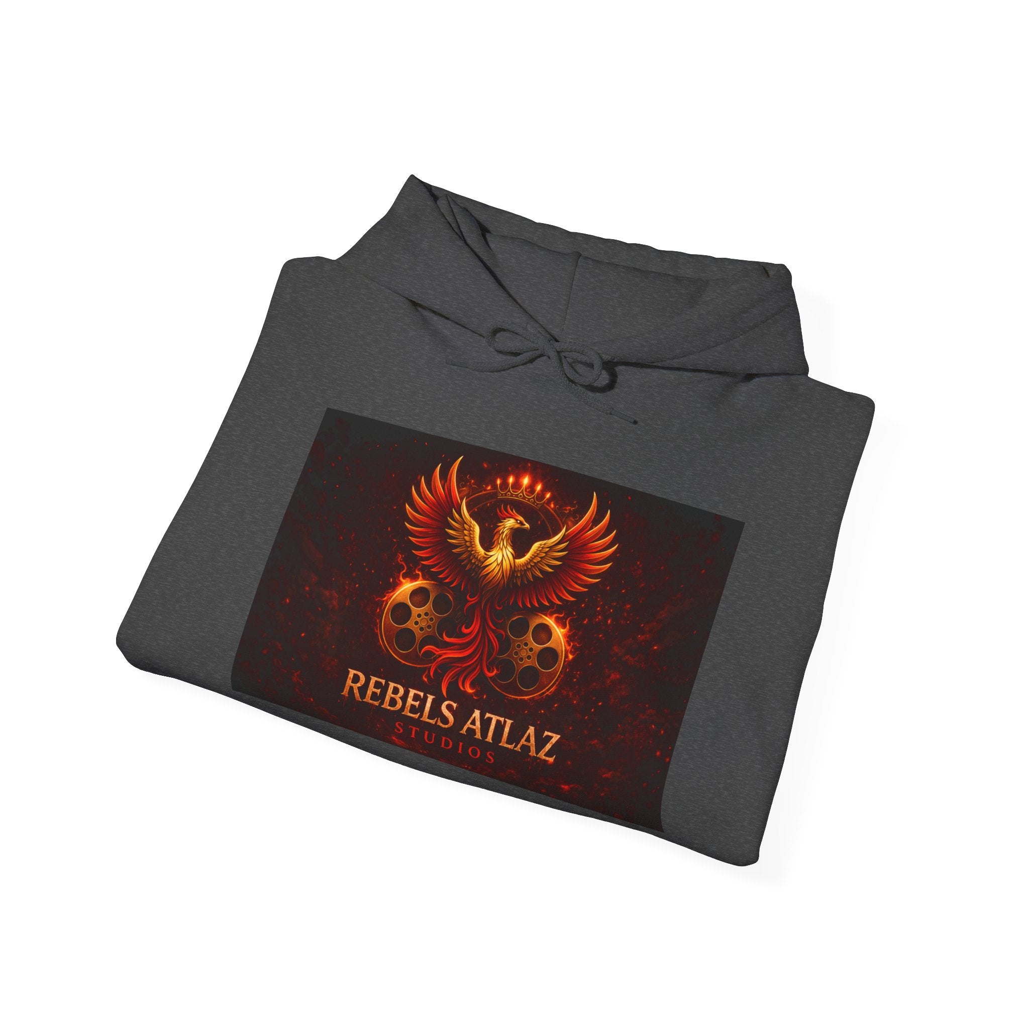 Rebelz Atlaz Film Studios Logo  Phoenix Skull Hoodie