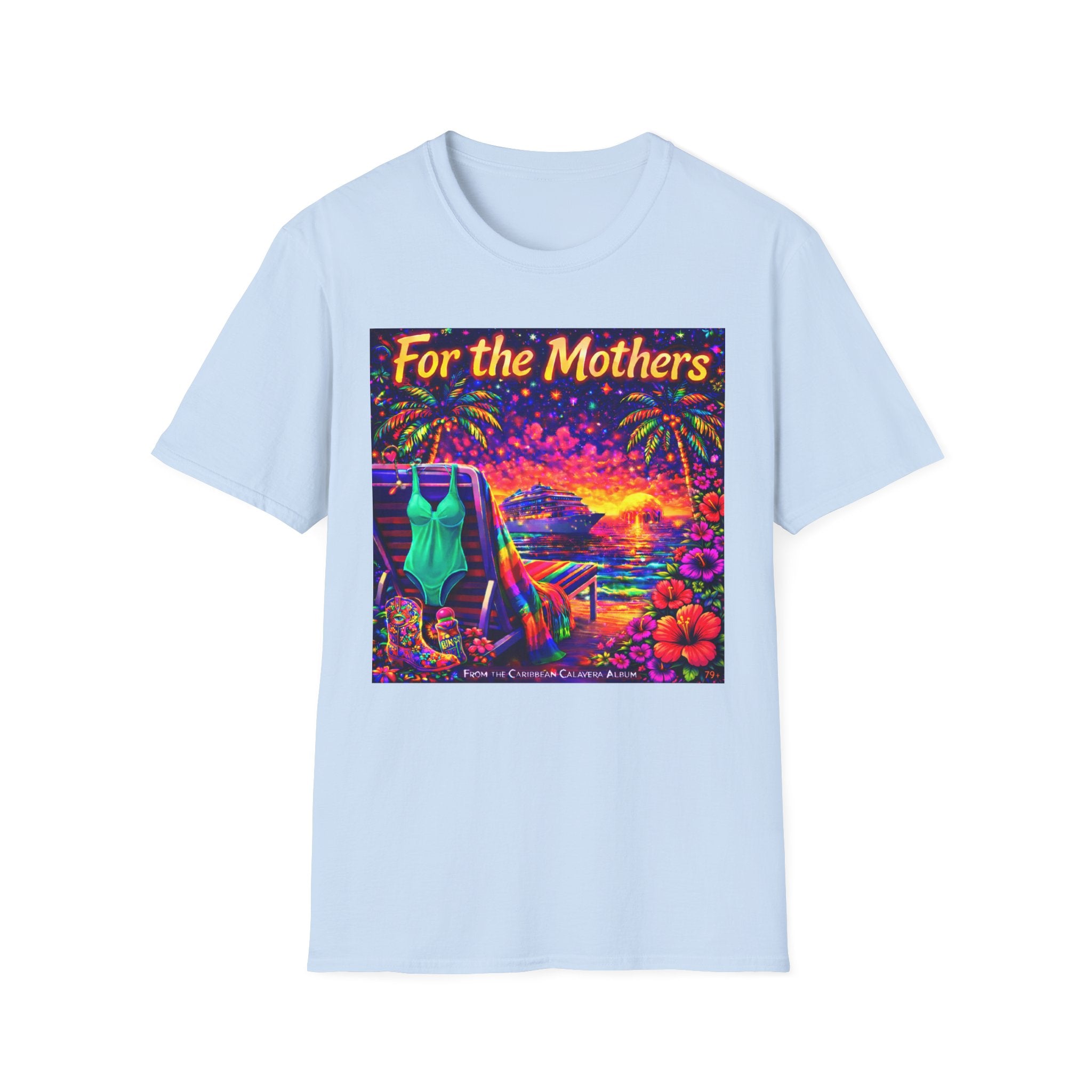For the Mothers Tropical Sunset T‑Shirt   Song Cover Art From The Caribbean Calavera Album  — Beach Vacation Mother's Day Gift