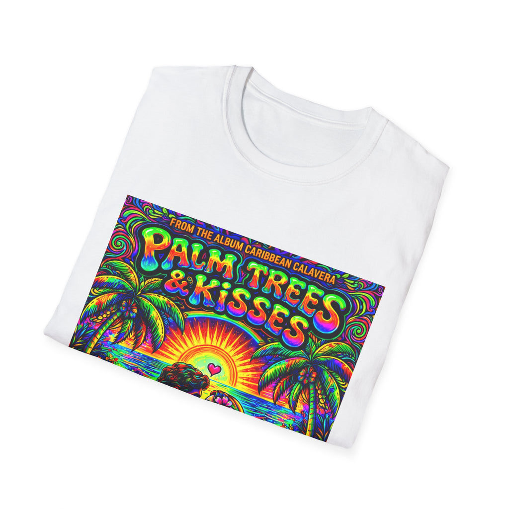 Palm Trees & Kisses Song Cover Art From The Caribbean Calavera Album  Tropical Graphic T-Shirt — Retro Sunset Beach Vibes