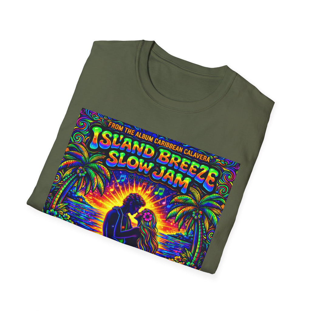 Island Breeze Slow Jam T-Shirt  Song Cover Art From The Caribbean Calavera Album   — Retro Tropical Sunset Music Tee