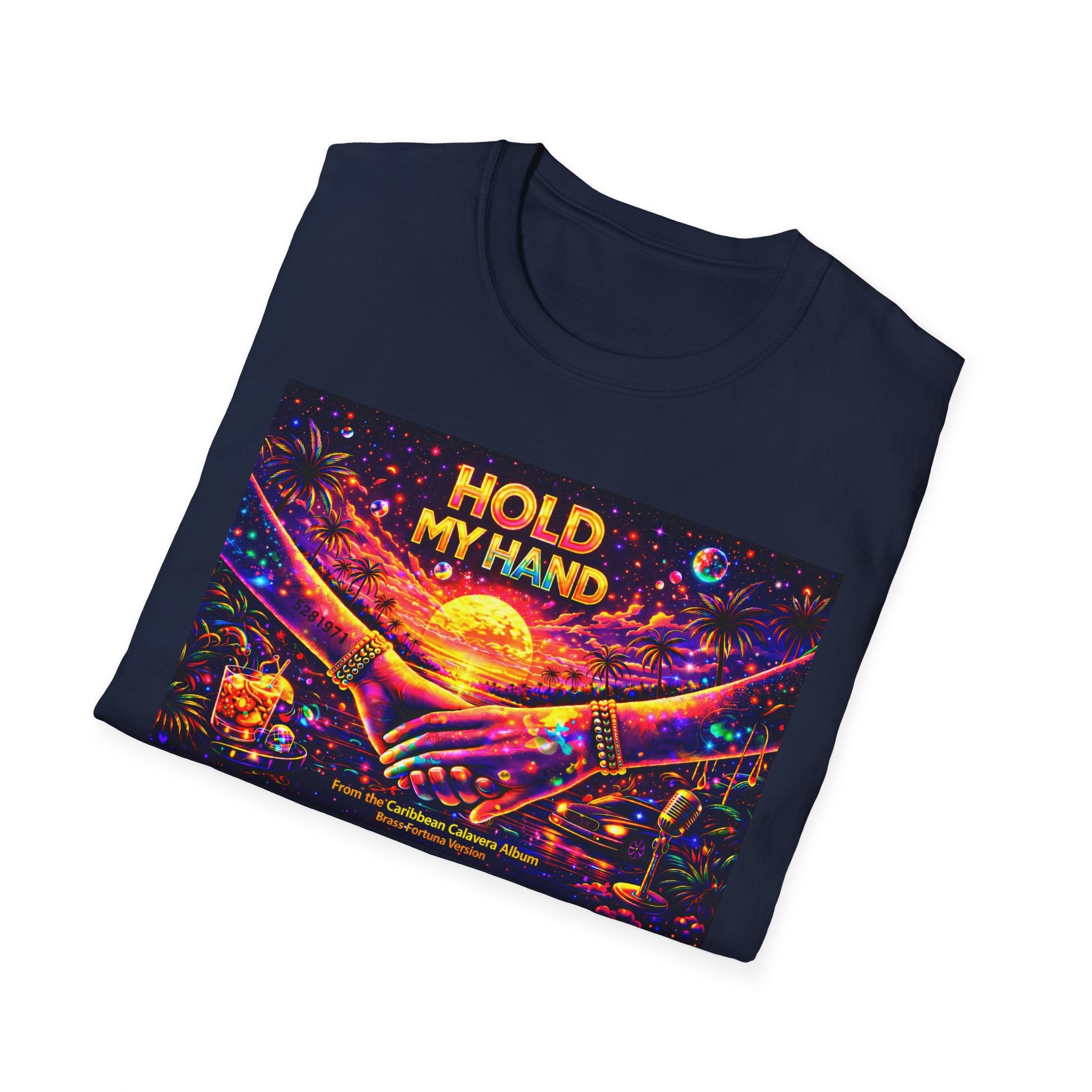 Hold My Hand T-Shirt  Song Cover Art From The Caribbean Calavera Album — Retro Sunset Hands Graphic Tee