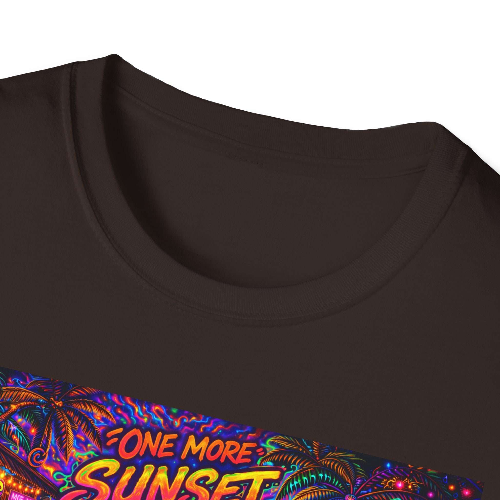 One More Sunset Bonfire Graphic T-Shirt  Song Cover Art From The Caribbean Calavera Album   — "Sunset" Neon Beach Party Tee